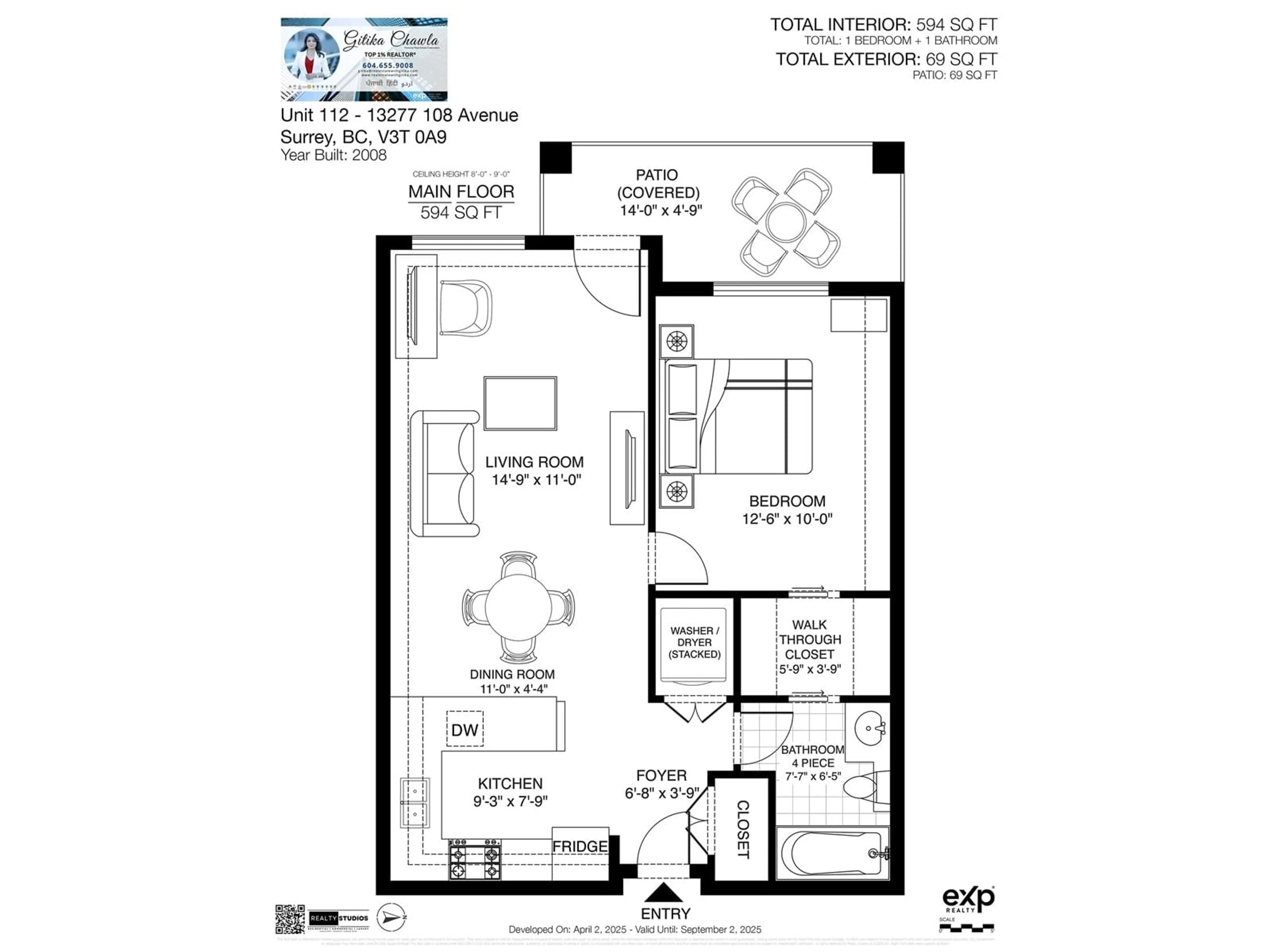 Floor plan for 112 - 13277 108, Surrey British Columbia V3T0A9