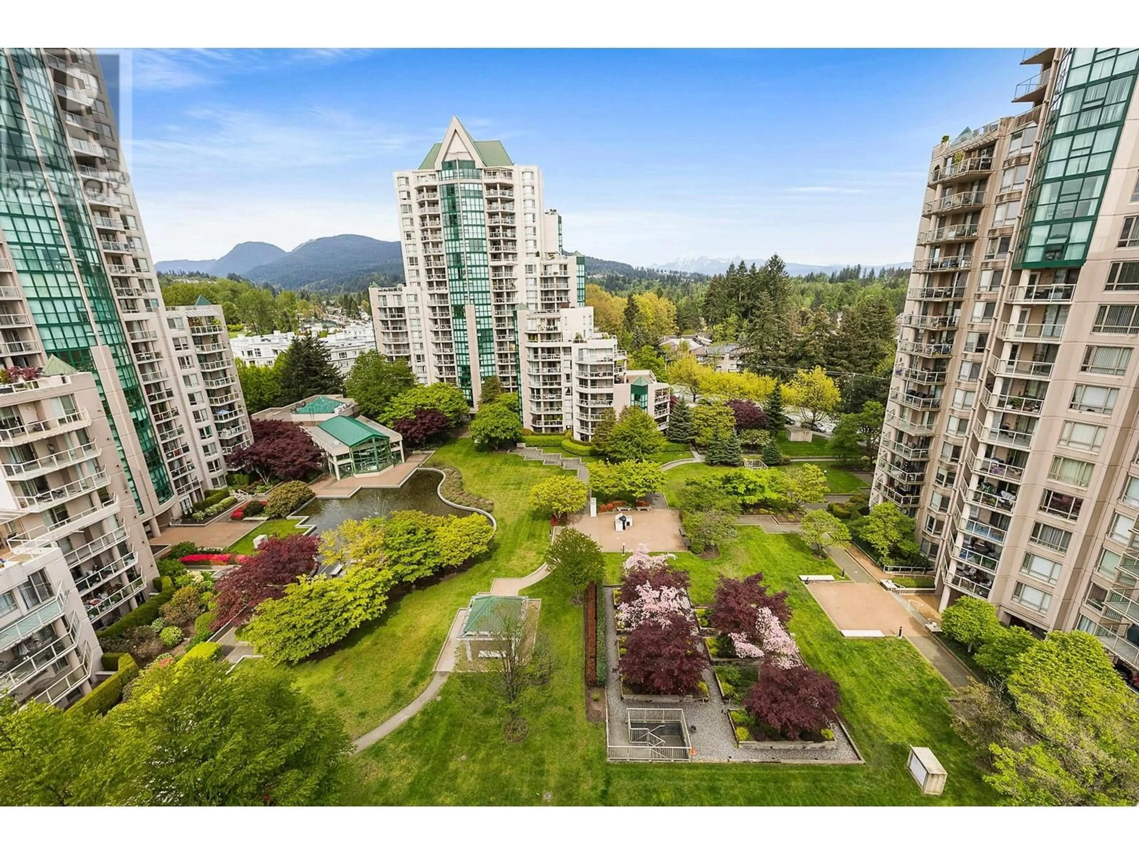 A pic from outside/outdoor area/front of a property/back of a property/a pic from drone, mountain view for 1101 - 1189 EASTWOOD STREET, Coquitlam British Columbia V3B7N5