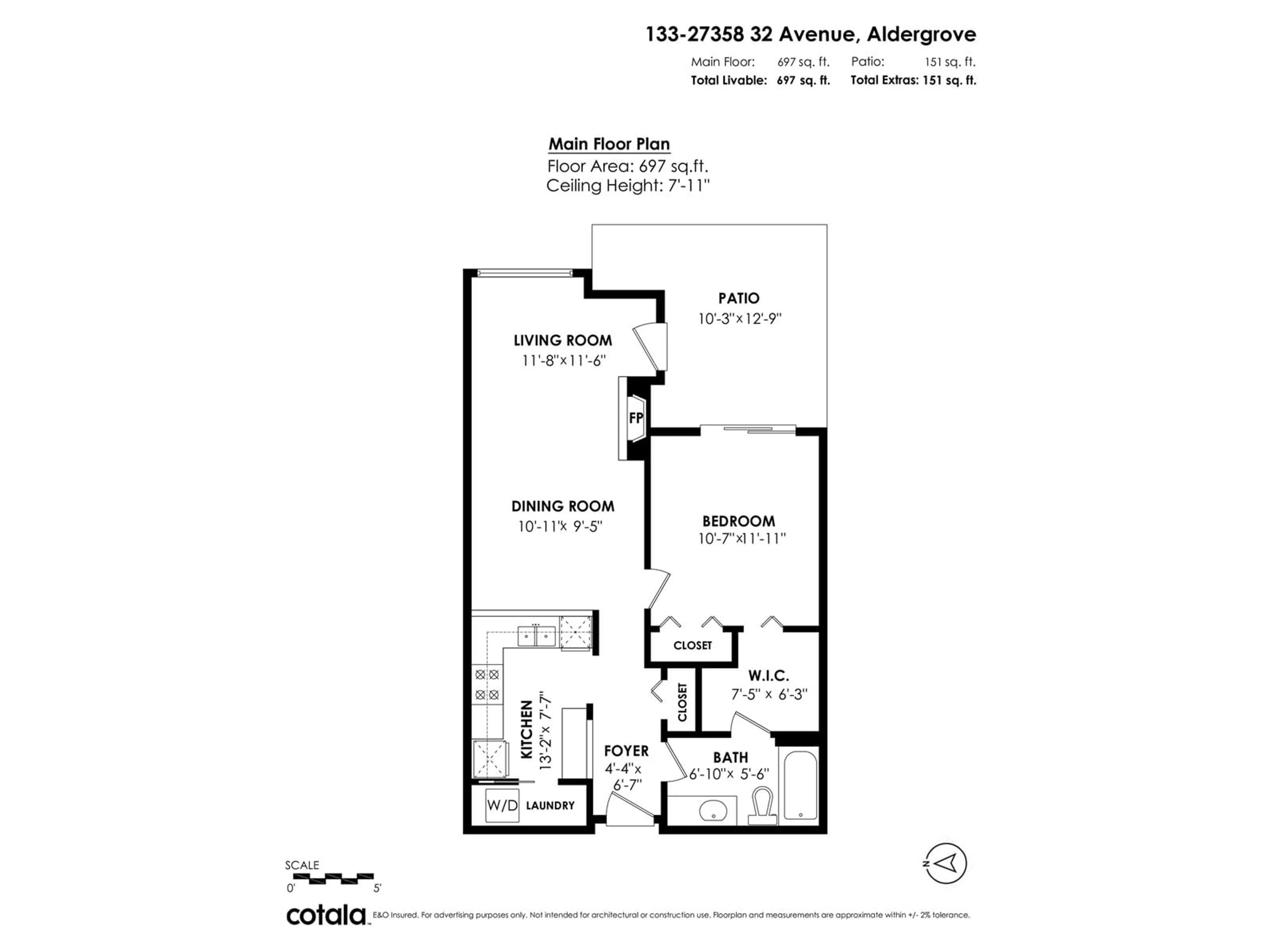 Floor plan for 133 - 27358 32, Langley British Columbia V4W3M5