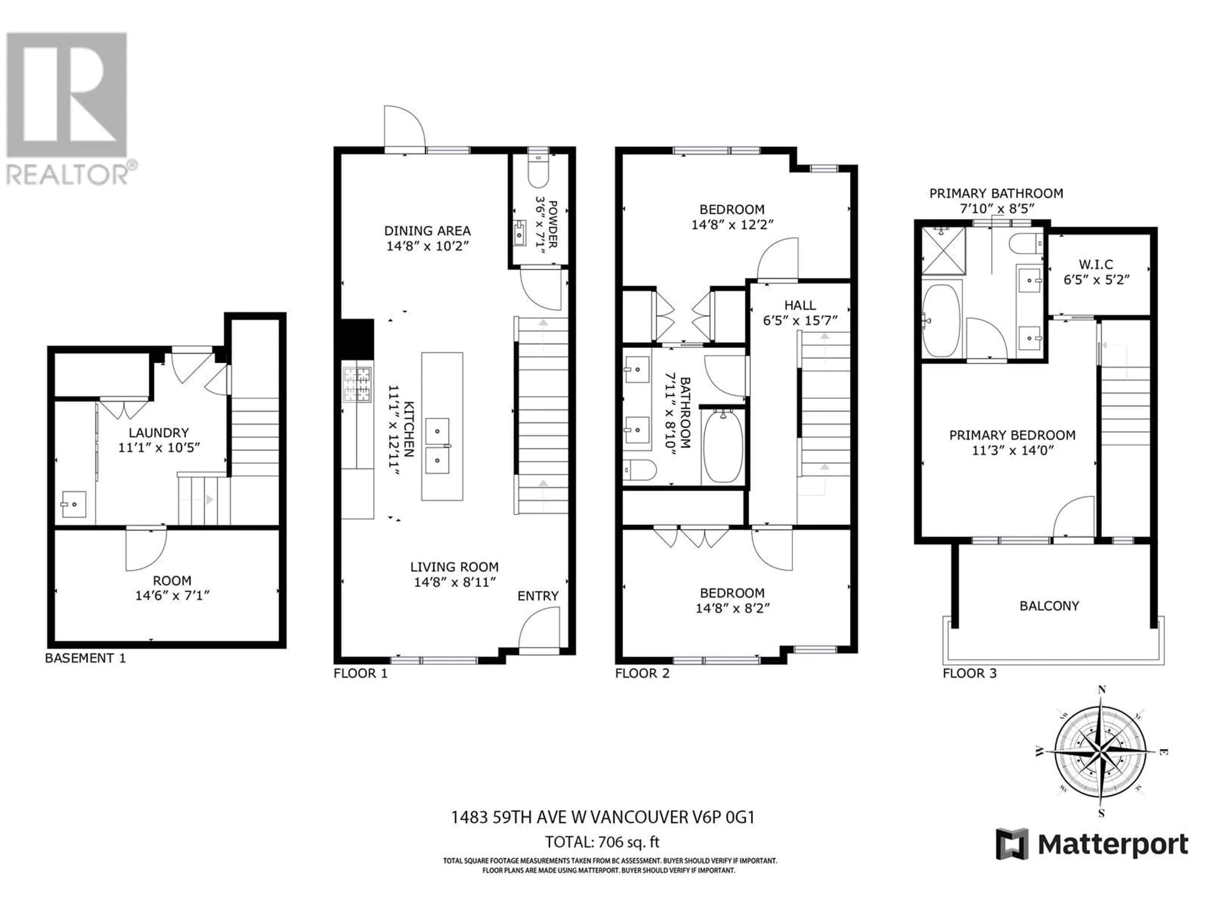 Floor plan for 1483 59TH AVENUE, Vancouver British Columbia V6P0G1