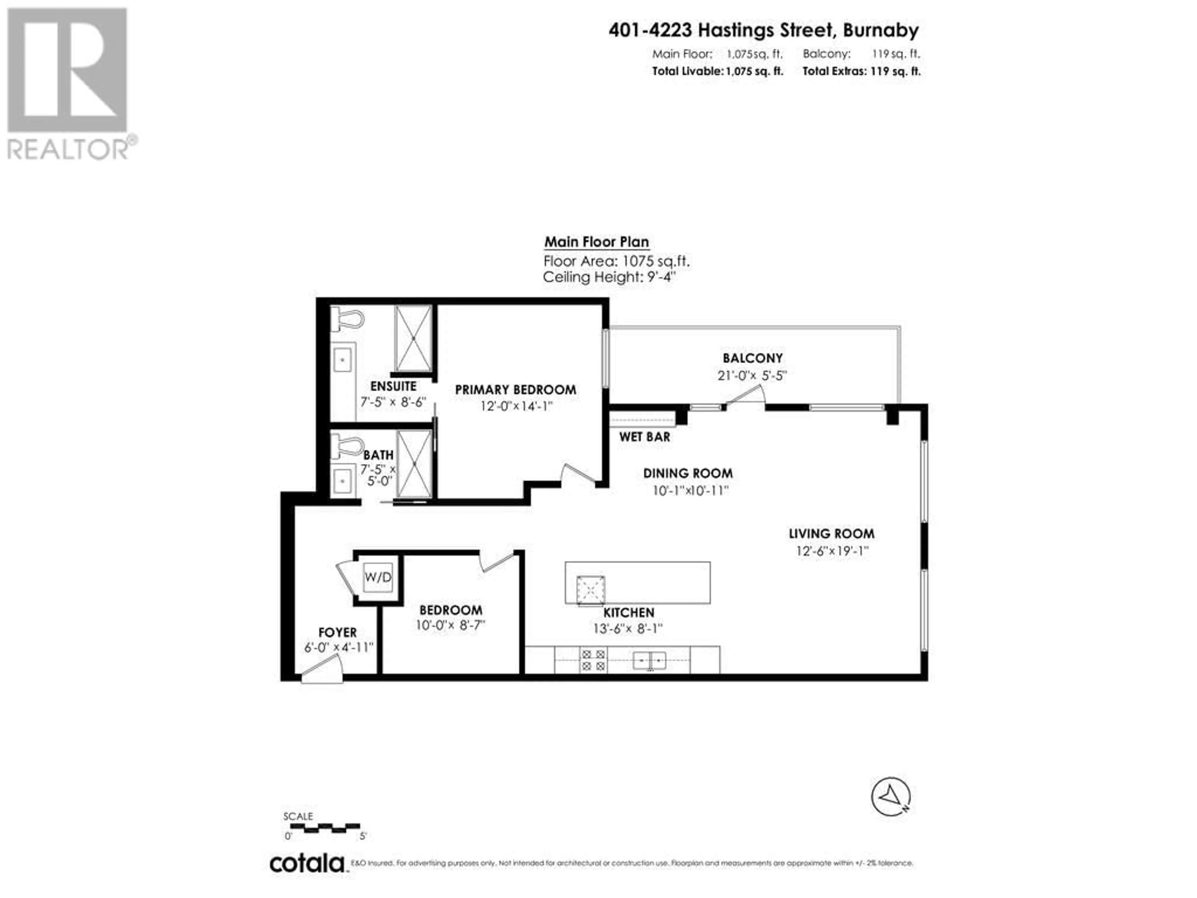 Floor plan for 401 - 4223 HASTINGS STREET, Burnaby British Columbia V5C2J5