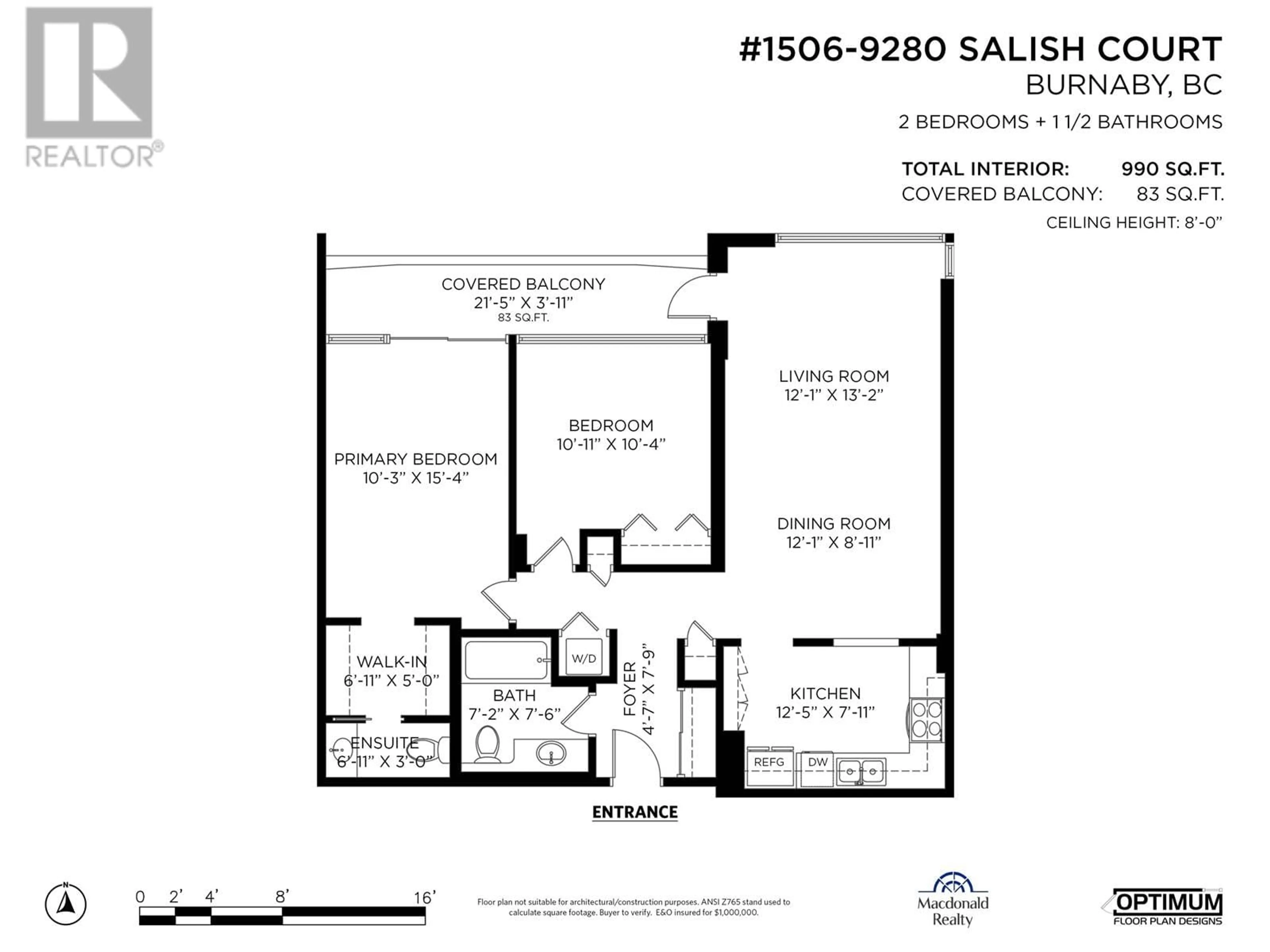 Floor plan for 1506 - 9280 SALISH COURT, Burnaby British Columbia V3J7J8