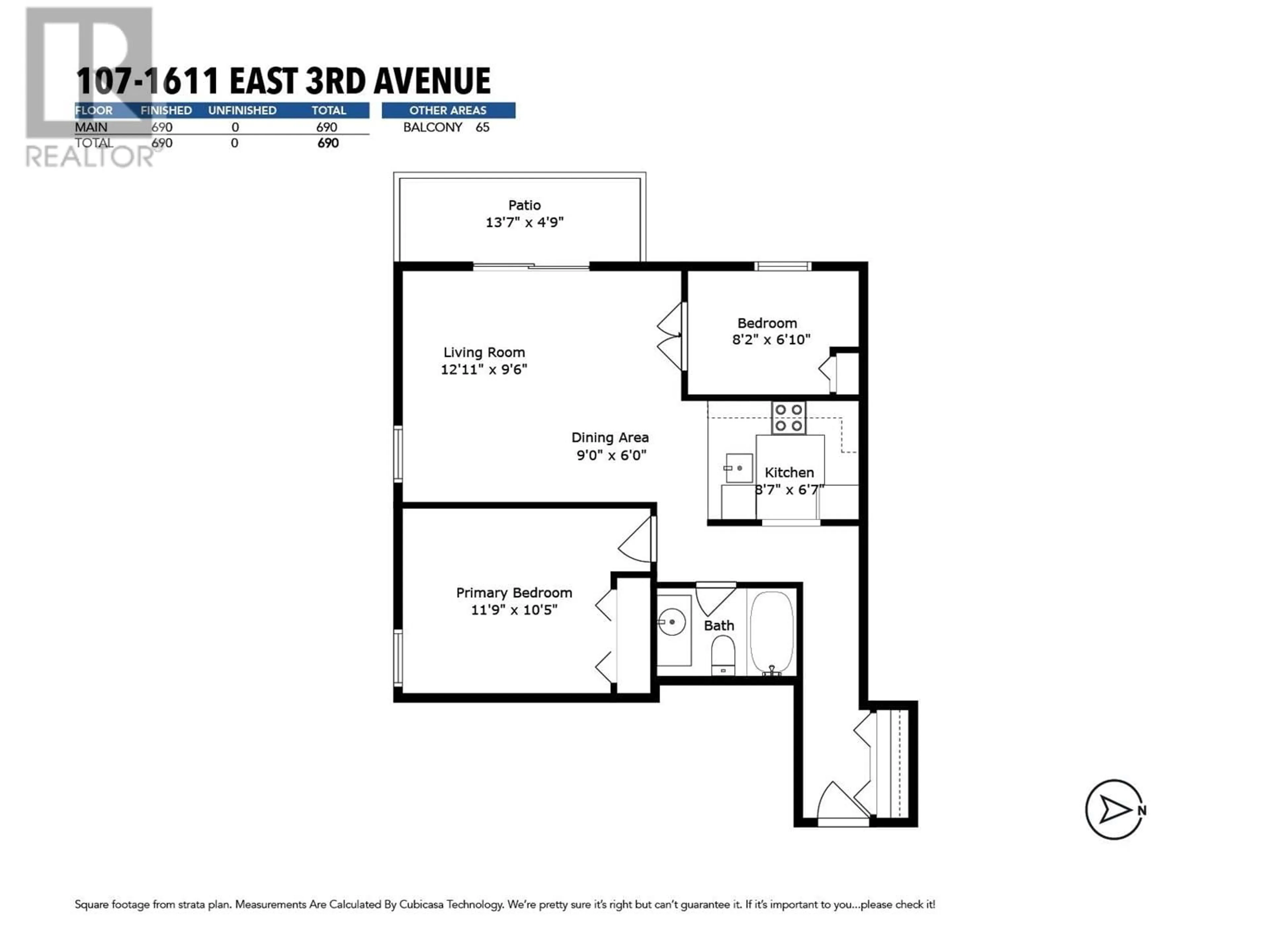 Floor plan for 107 - 1611 3RD AVENUE, Vancouver British Columbia V5N1H1