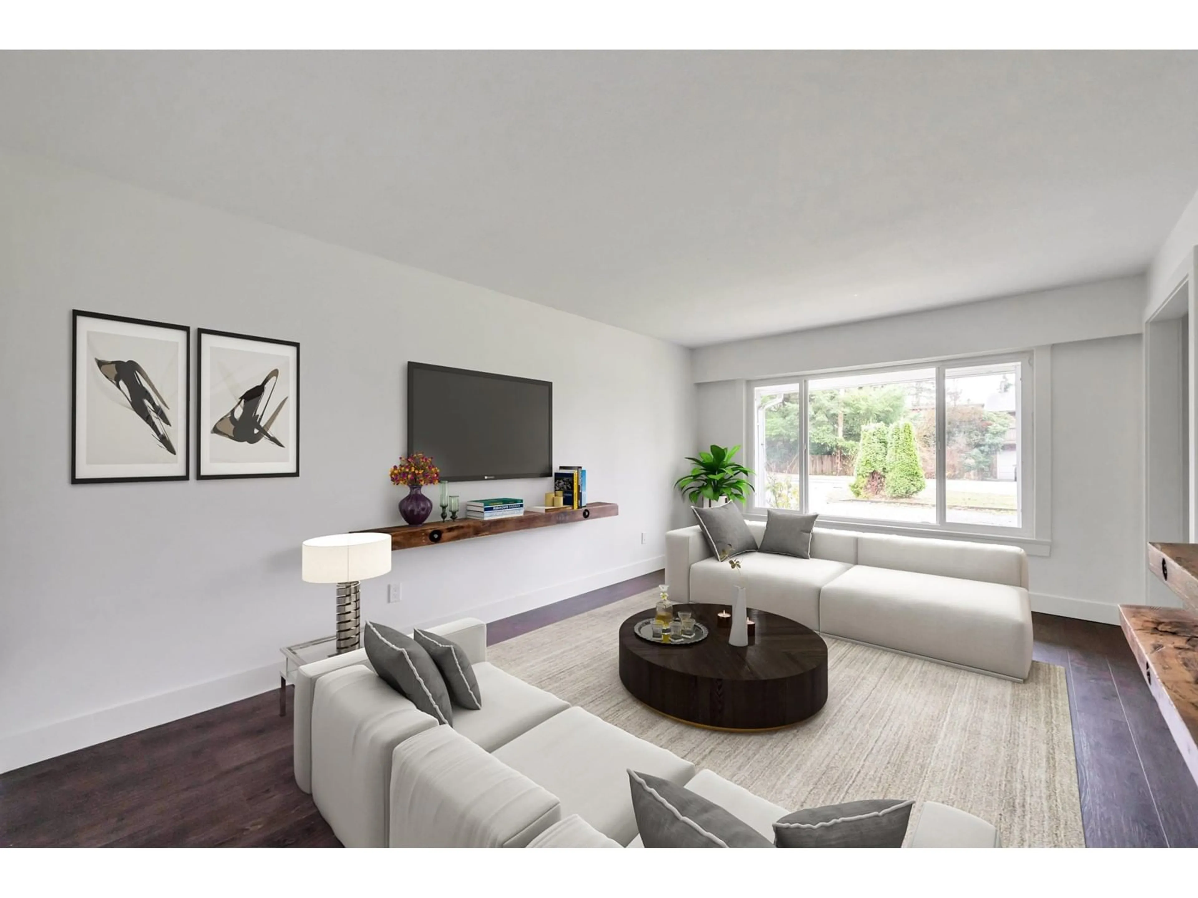 Living room with furniture, wood/laminate floor for 22987 88, Langley British Columbia V1M2S4