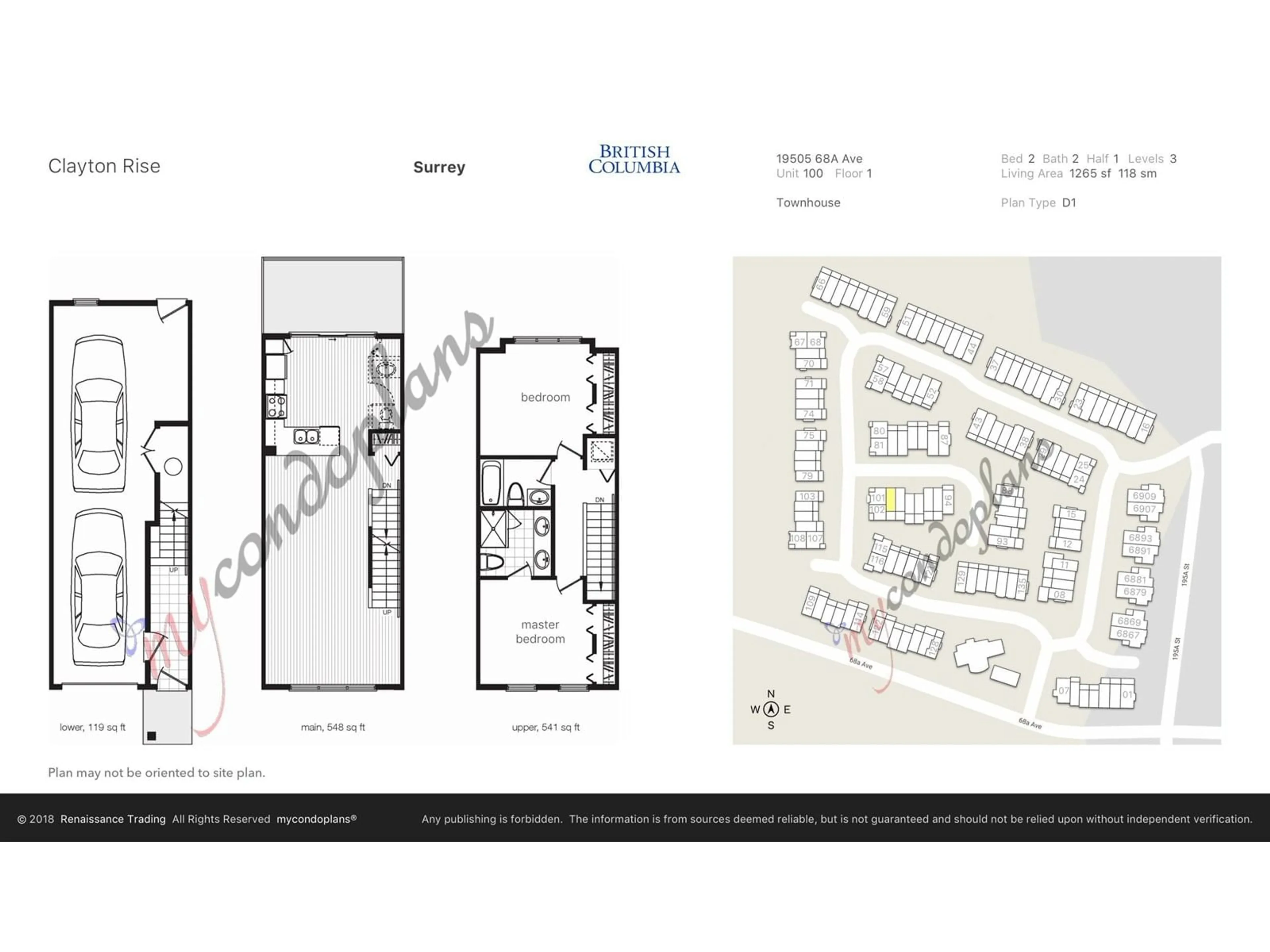 Floor plan for 100 - 19505 68A, Surrey British Columbia V4N6K3