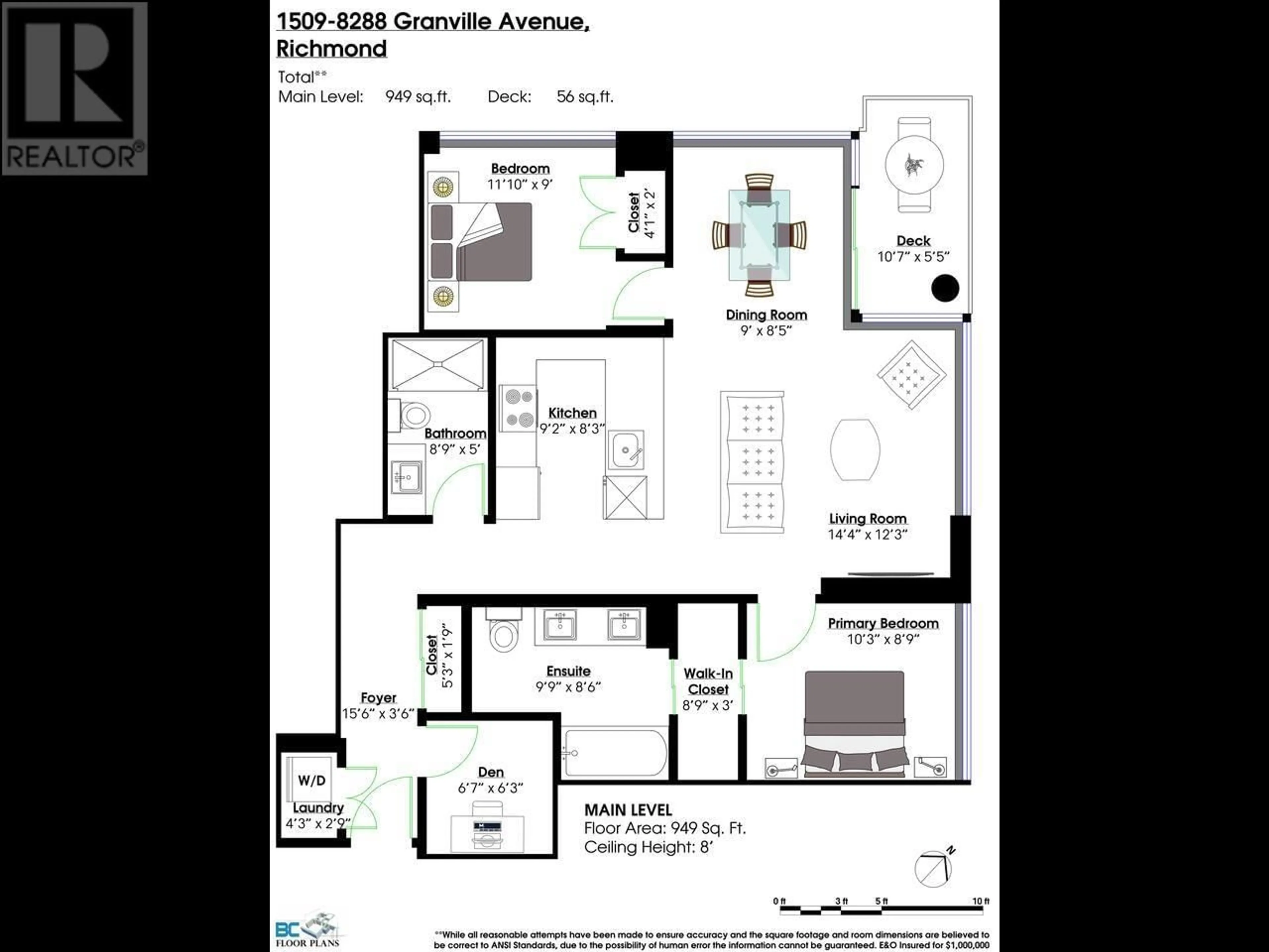 Floor plan for 1509 - 8288 GRANVILLE AVENUE, Richmond British Columbia V6Y0H6