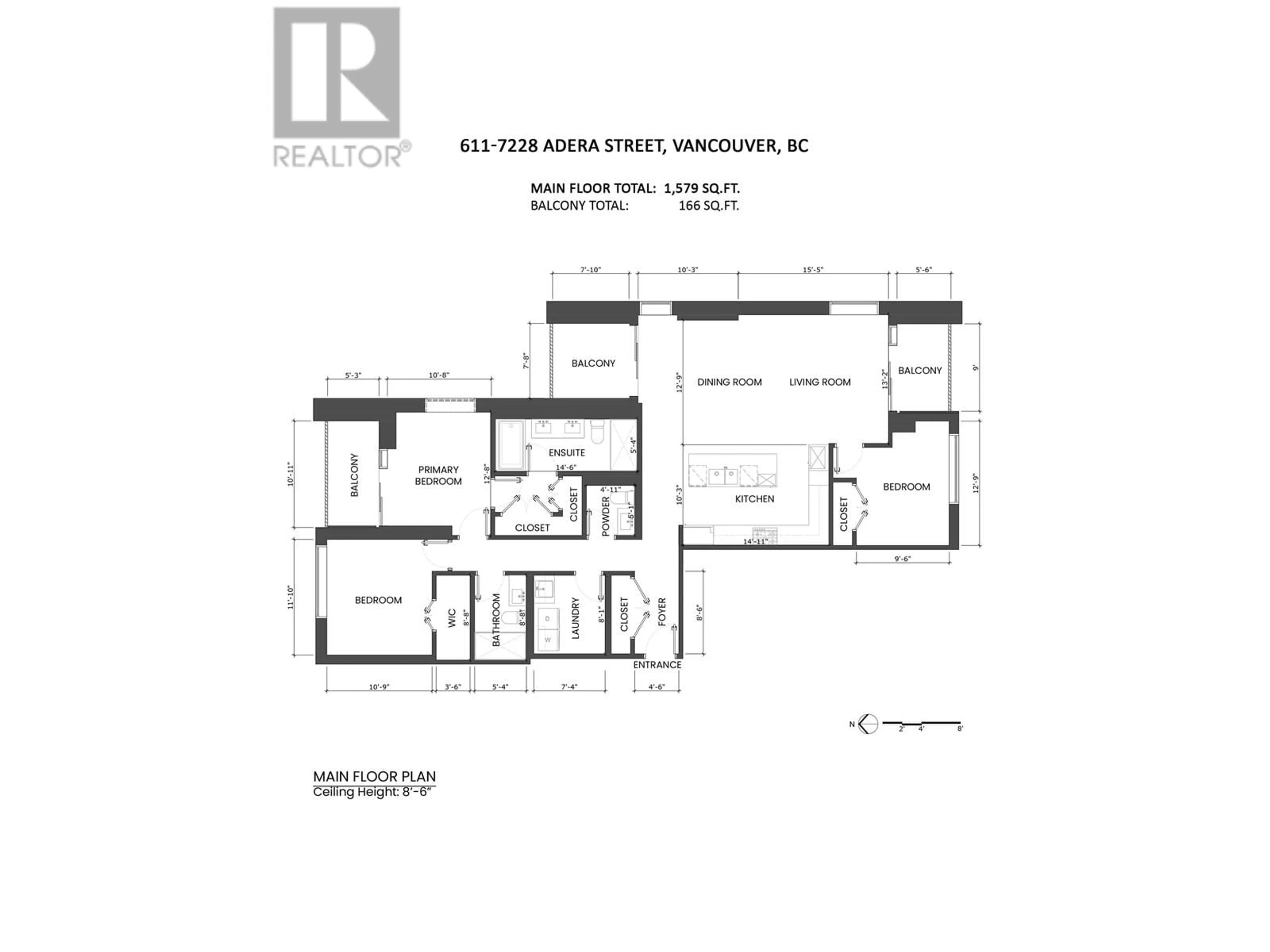 Floor plan for 611 - 7228 ADERA STREET, Vancouver British Columbia V6P0H7