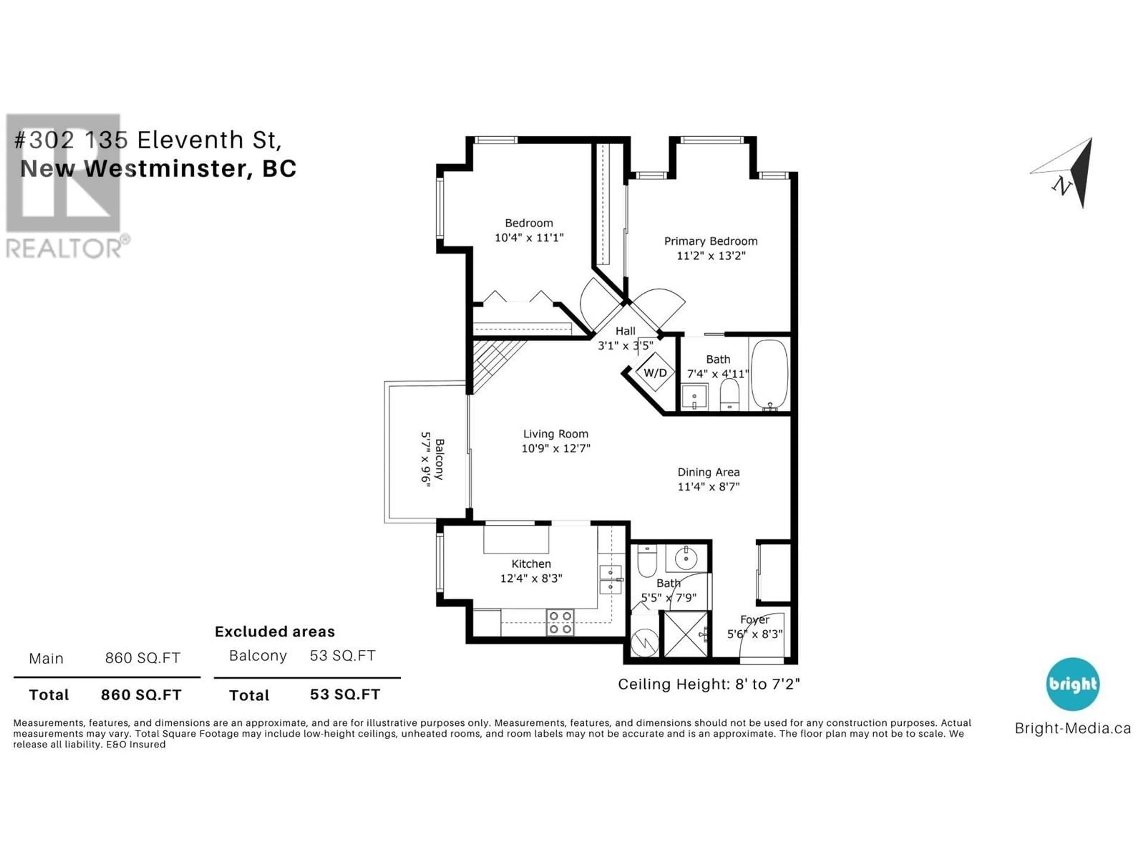 Floor plan for 302 - 135 ELEVENTH STREET, New Westminster British Columbia V3M4C7