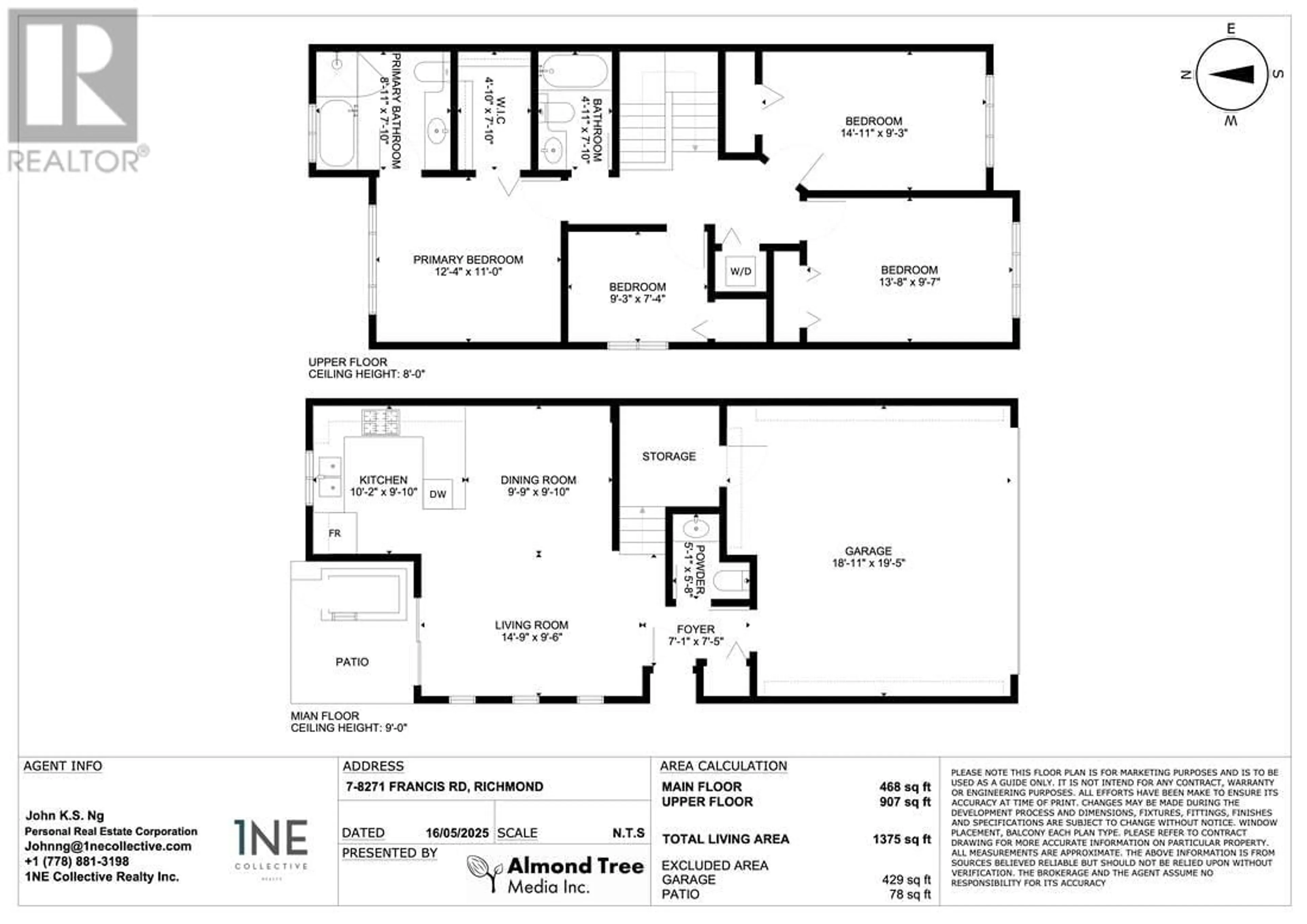 Floor plan for 7 - 8271 FRANCIS ROAD, Richmond British Columbia V6Y1A5