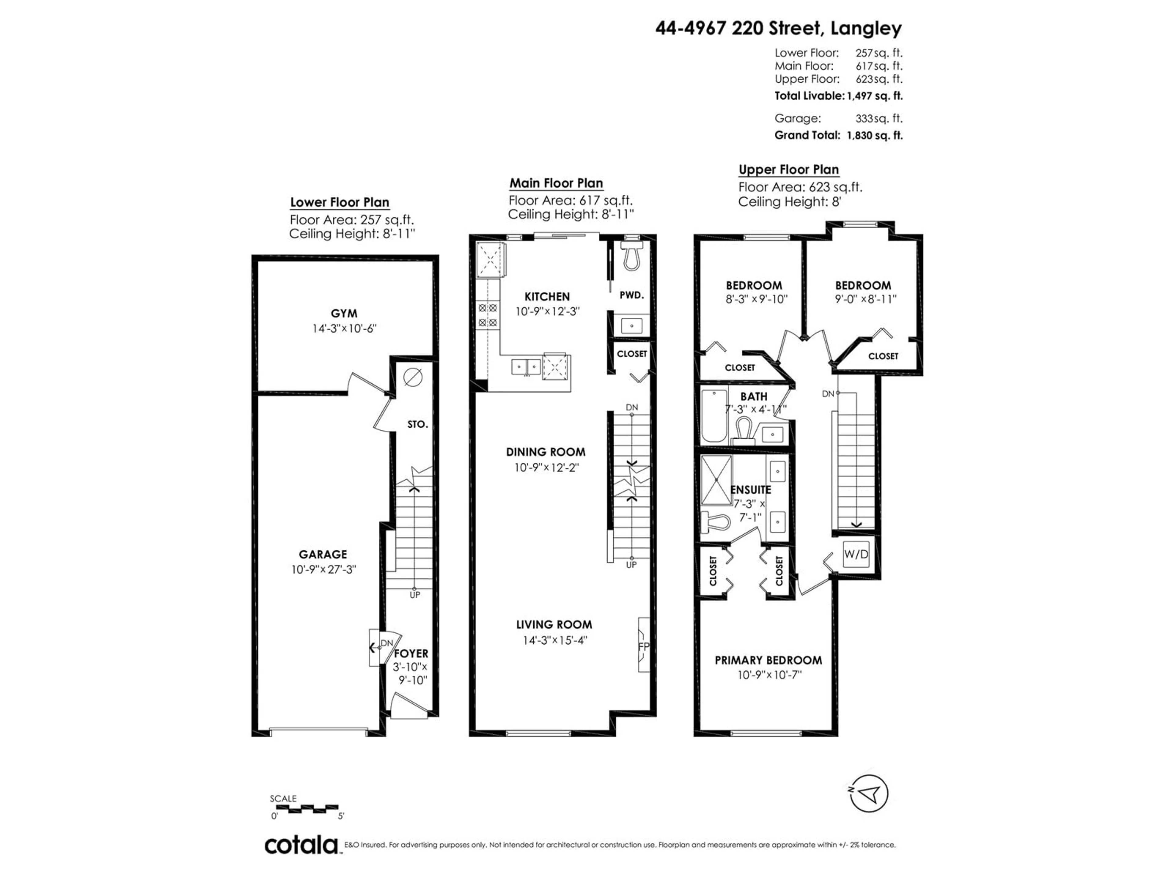 Floor plan for 44 - 4967 220, Langley British Columbia V3A0G3