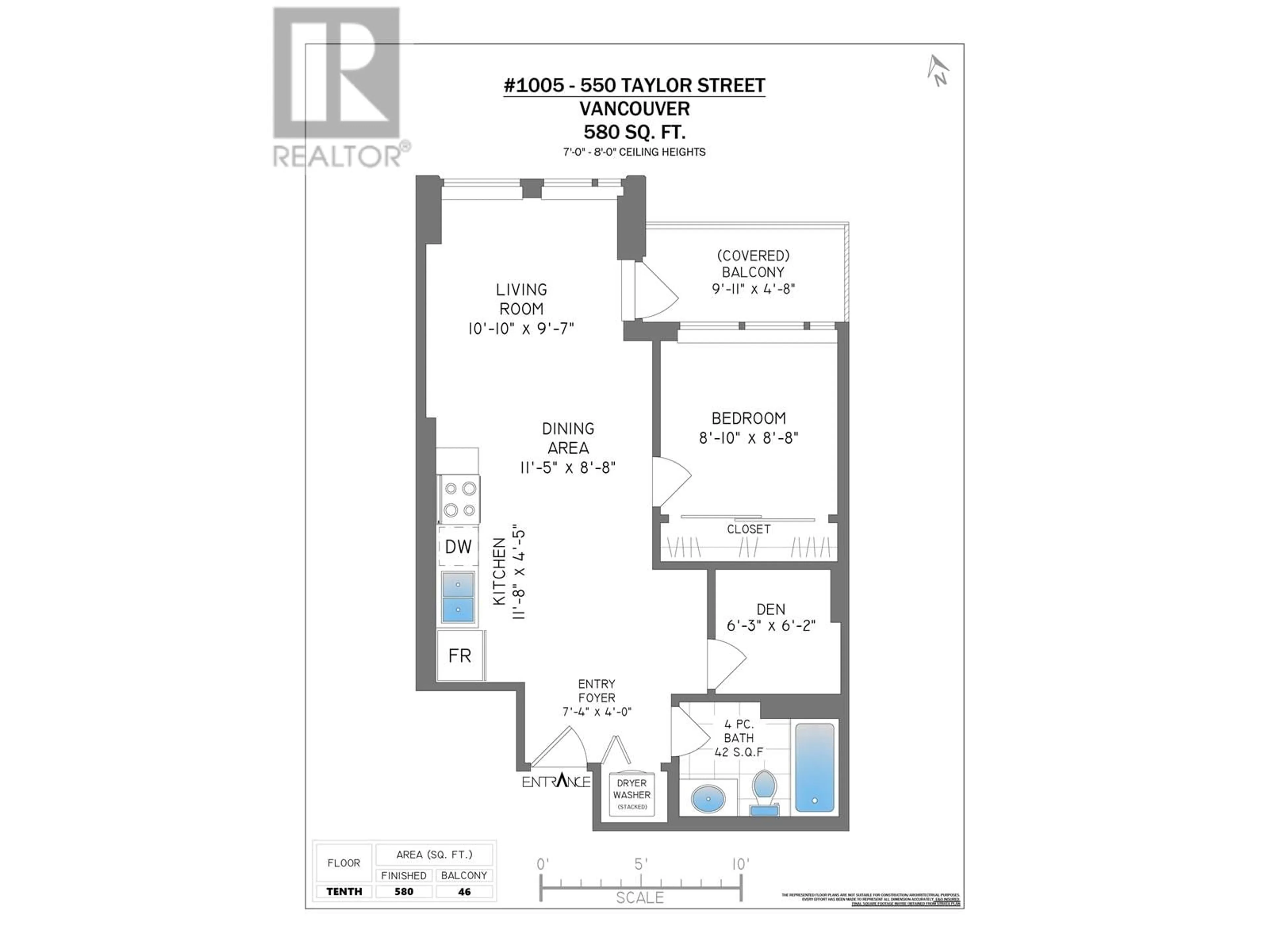 Floor plan for 1005 - 550 TAYLOR STREET, Vancouver British Columbia V6B1R1