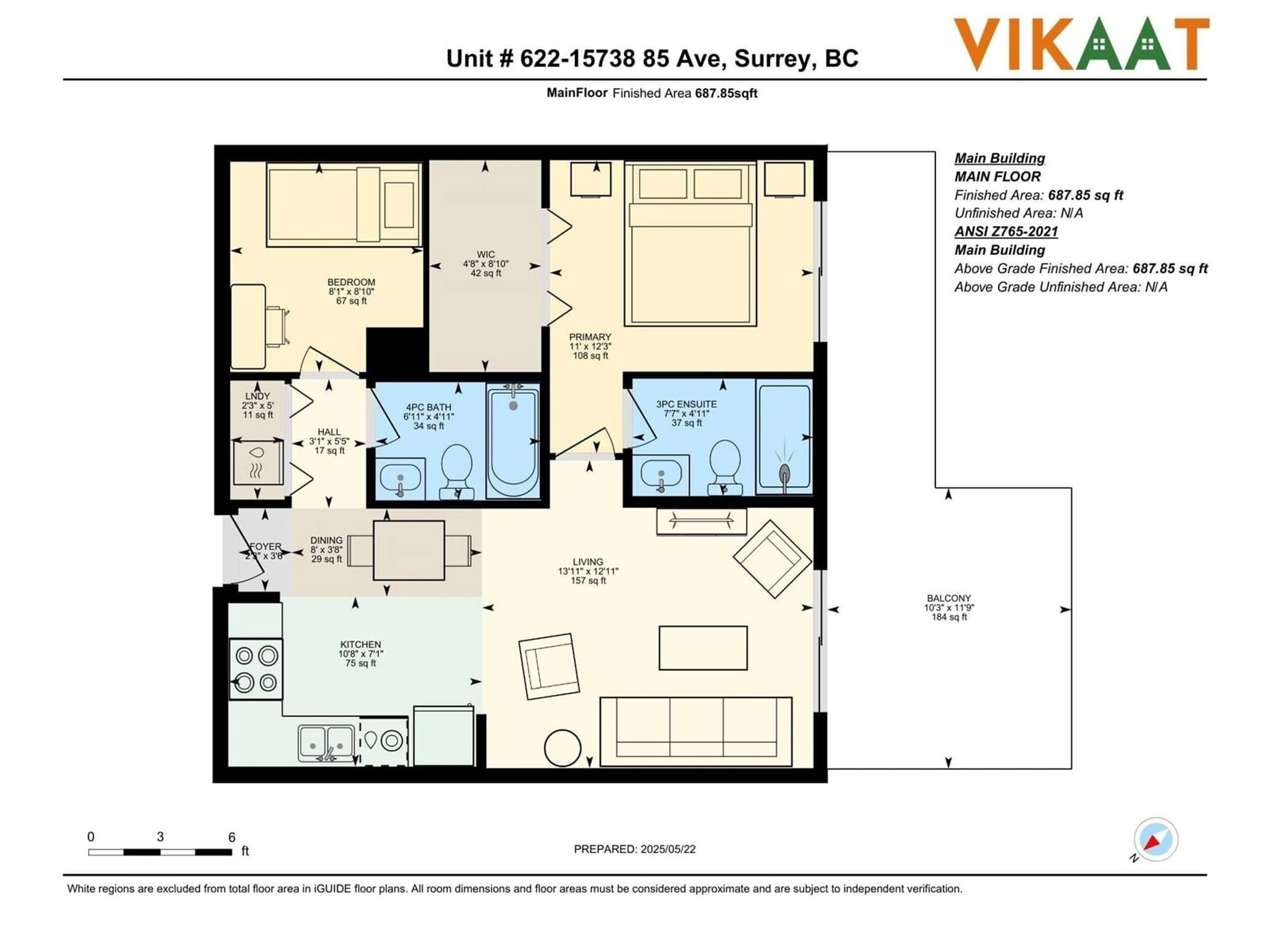 Floor plan for 622 - 15738 85, Surrey British Columbia V4N6Y1