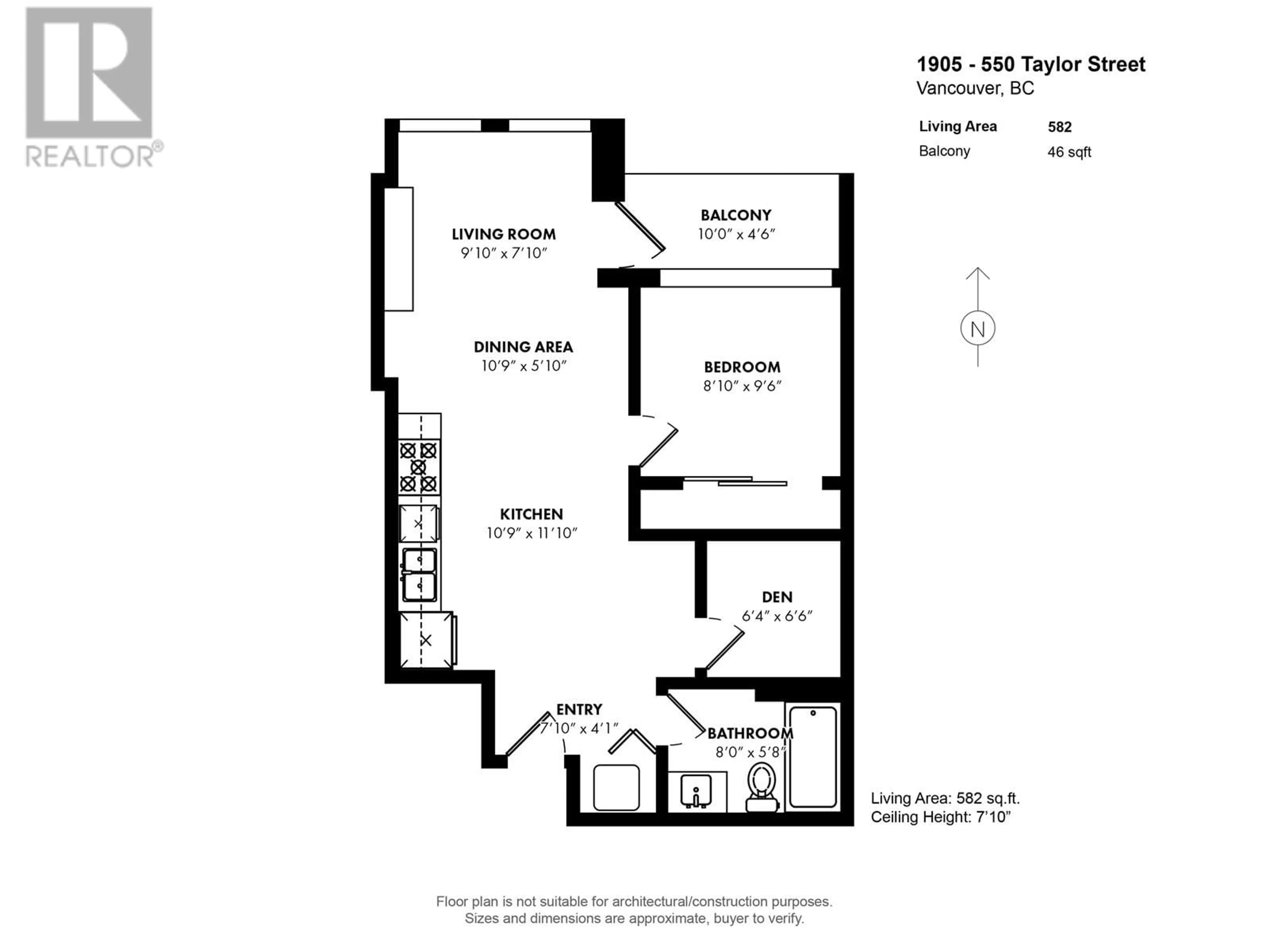 Floor plan for 1905 - 550 TAYLOR STREET, Vancouver British Columbia V6B1R1