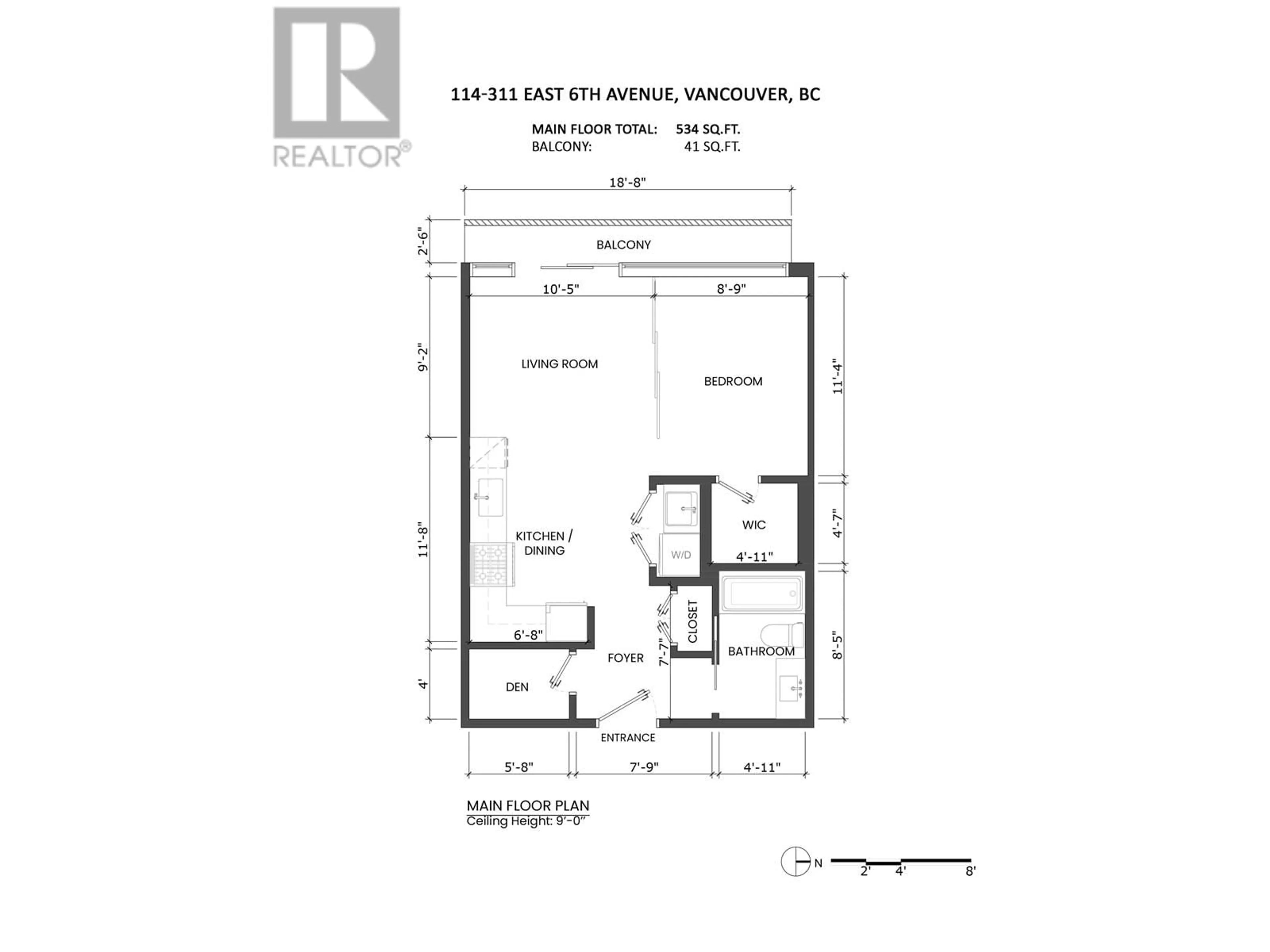 Floor plan for 114 - 311 6TH STREET, Vancouver British Columbia V5T1J9
