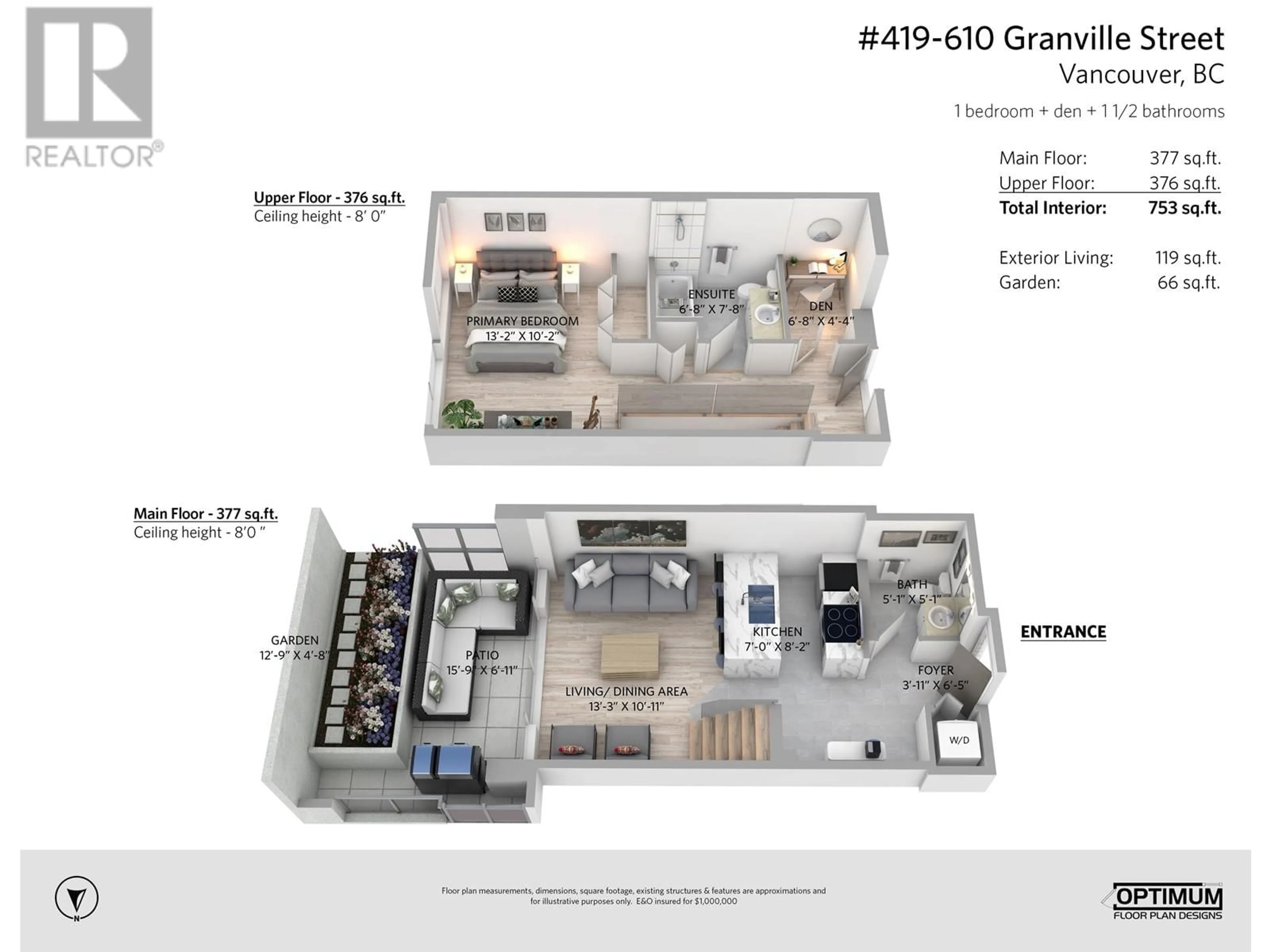 Floor plan for 419 - 610 GRANVILLE STREET, Vancouver British Columbia V6C3T3