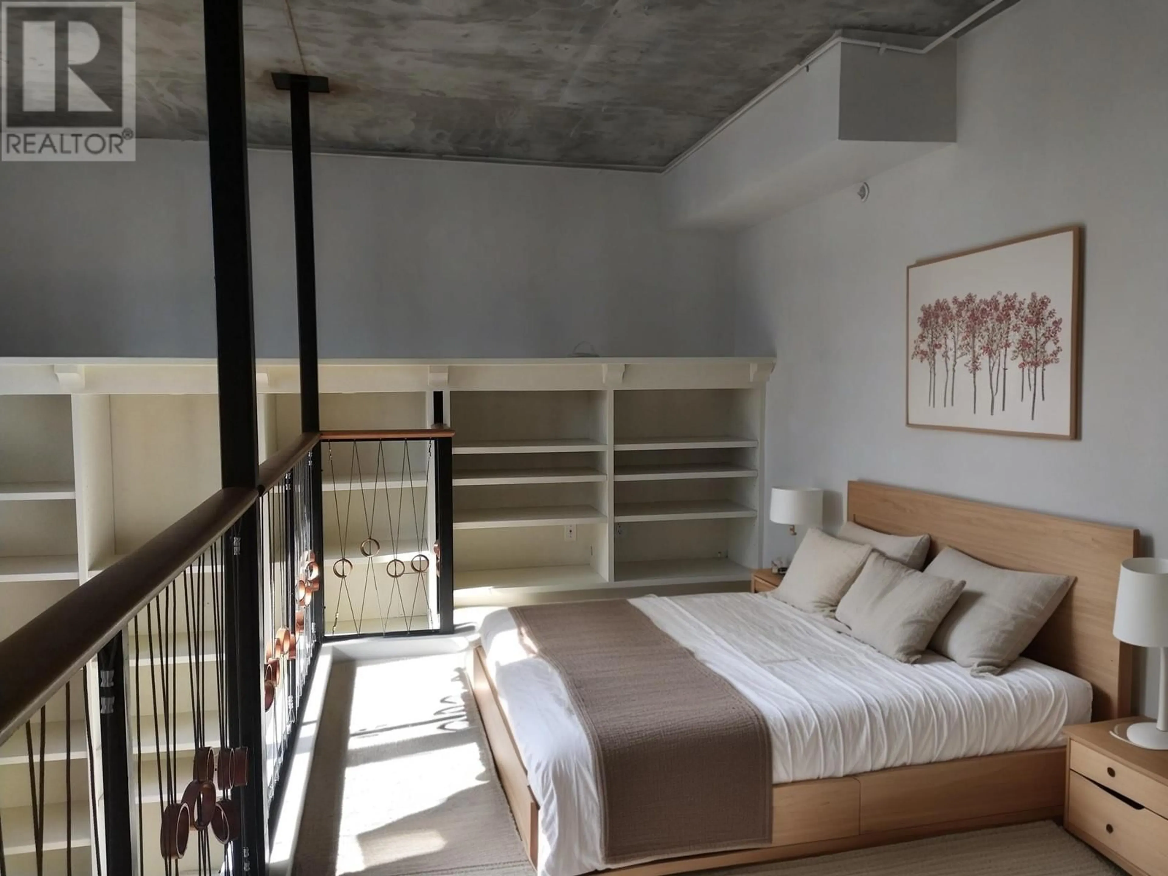 Bedroom with bed, cement floor for 601 - 1238 SEYMOUR STREET, Vancouver British Columbia V6B3N9