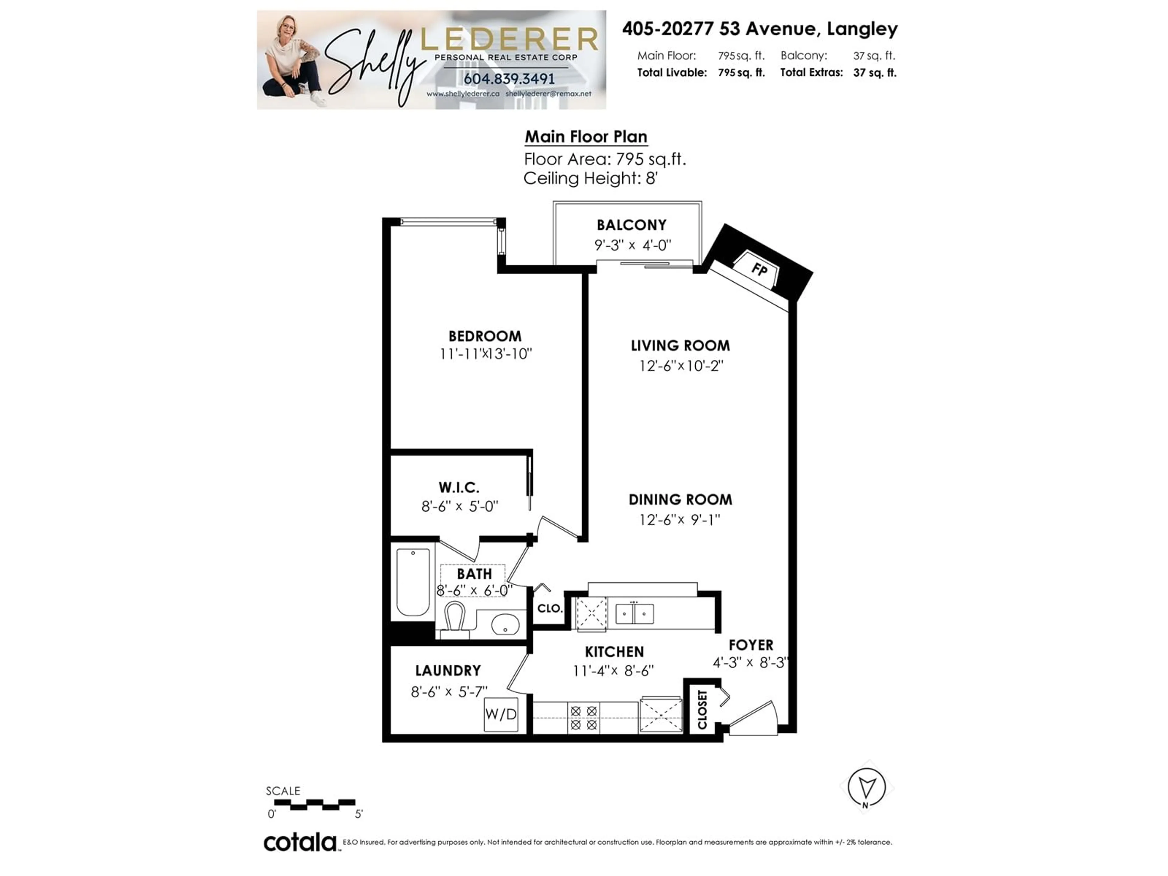 Floor plan for 405 - 20277 53RD, Langley British Columbia V3A3V2