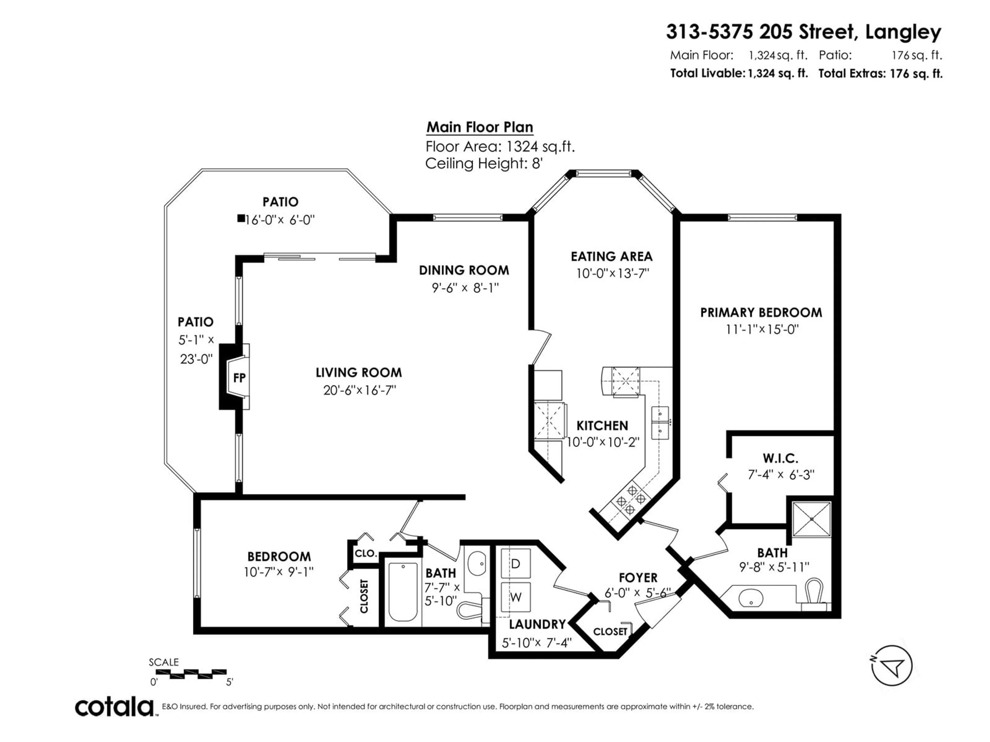 Floor plan for 313 - 5375 205, Langley British Columbia V3A7V7