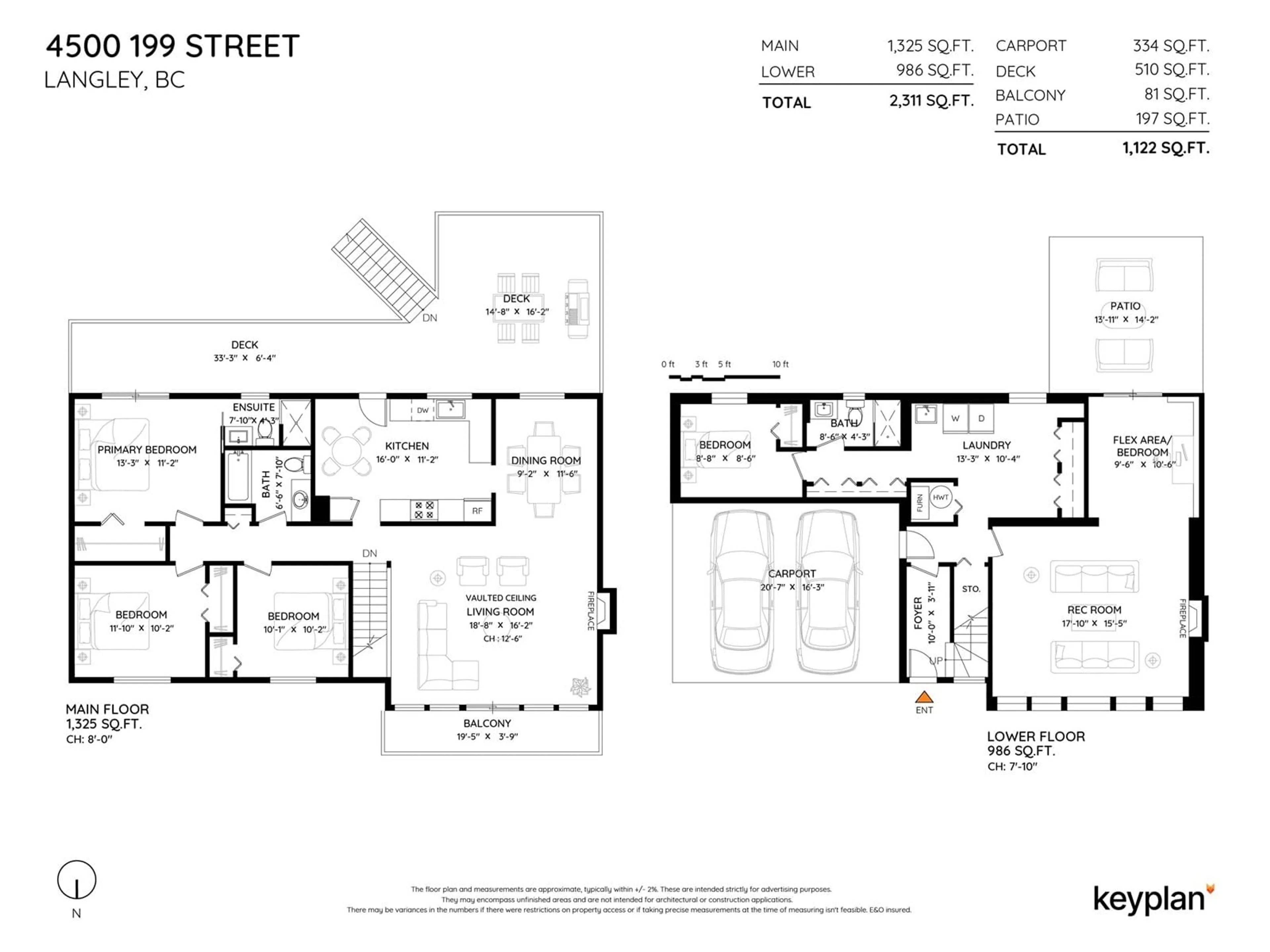 Floor plan for 4500 199, Langley British Columbia V3A6A1