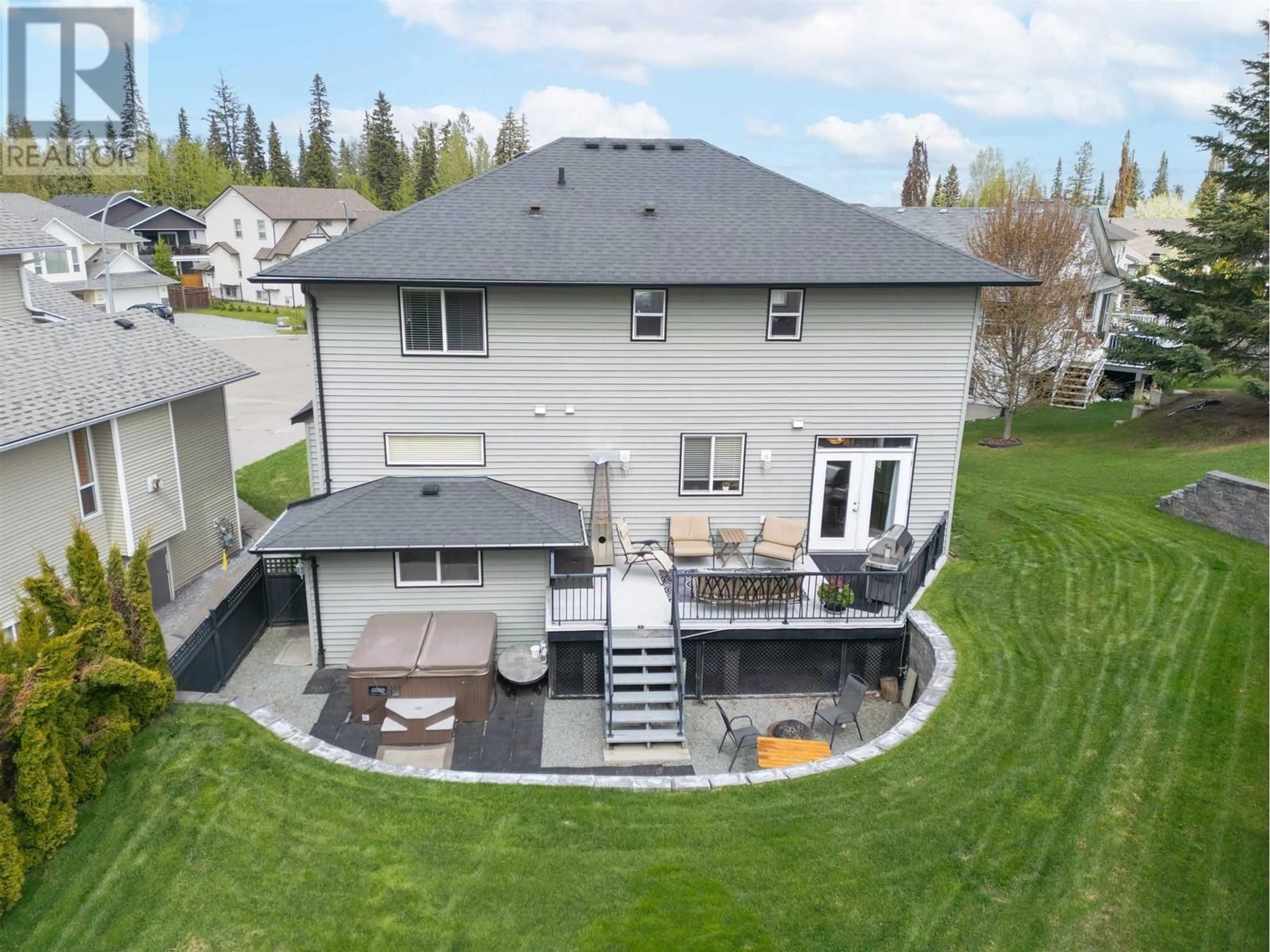 A pic from outside/outdoor area/front of a property/back of a property/a pic from drone, mountain view for 6157 NARINDER PLACE, Prince George British Columbia V2K0A2