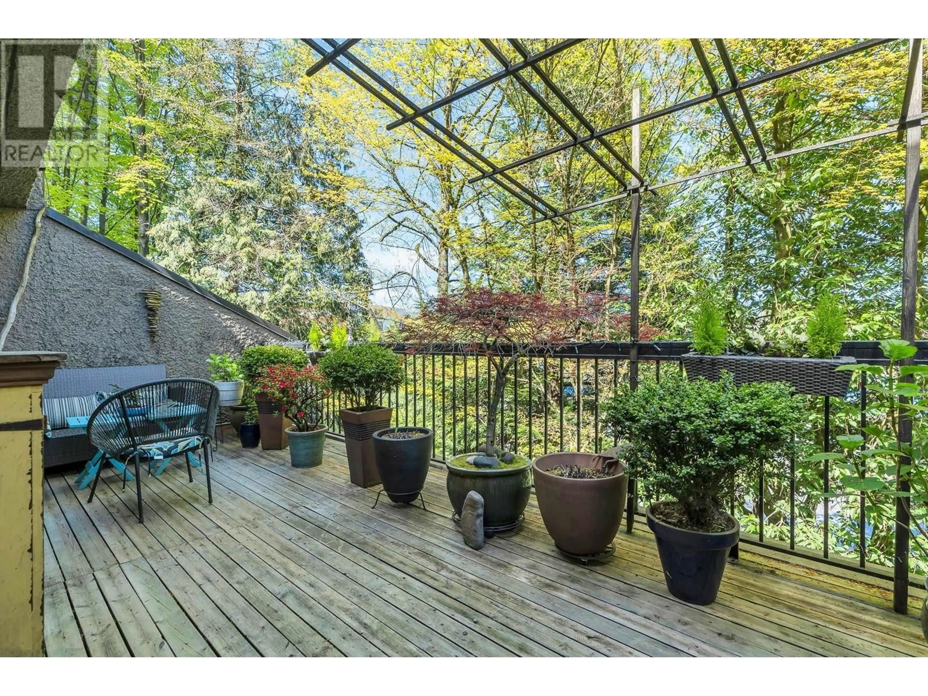 Patio, forest/trees view for 302 - 756 GREAT NORTHERN WAY, Vancouver British Columbia V5T1E4