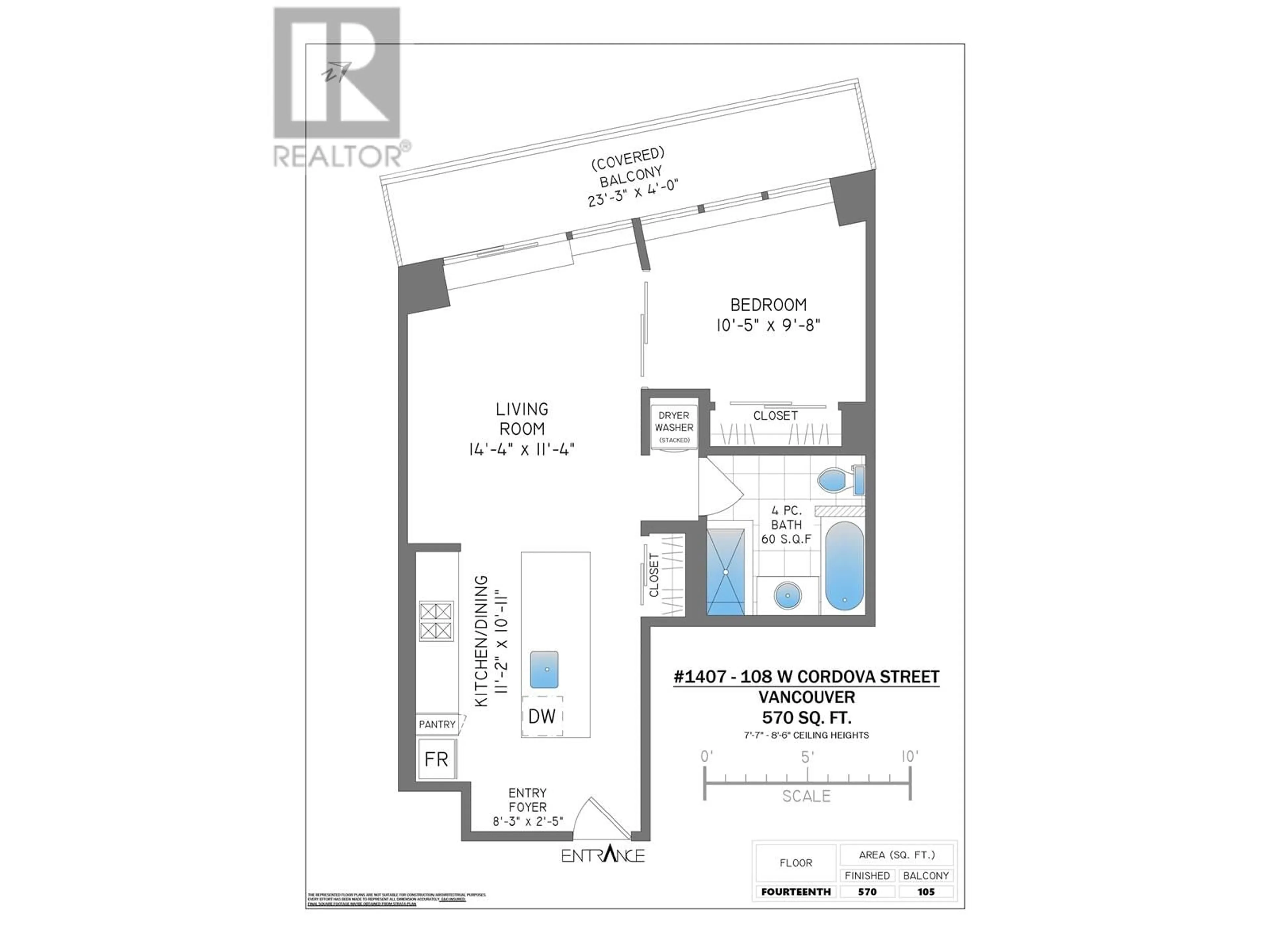 Floor plan for 1407 - 108 CORDOVA STREET, Vancouver British Columbia V6B0G5
