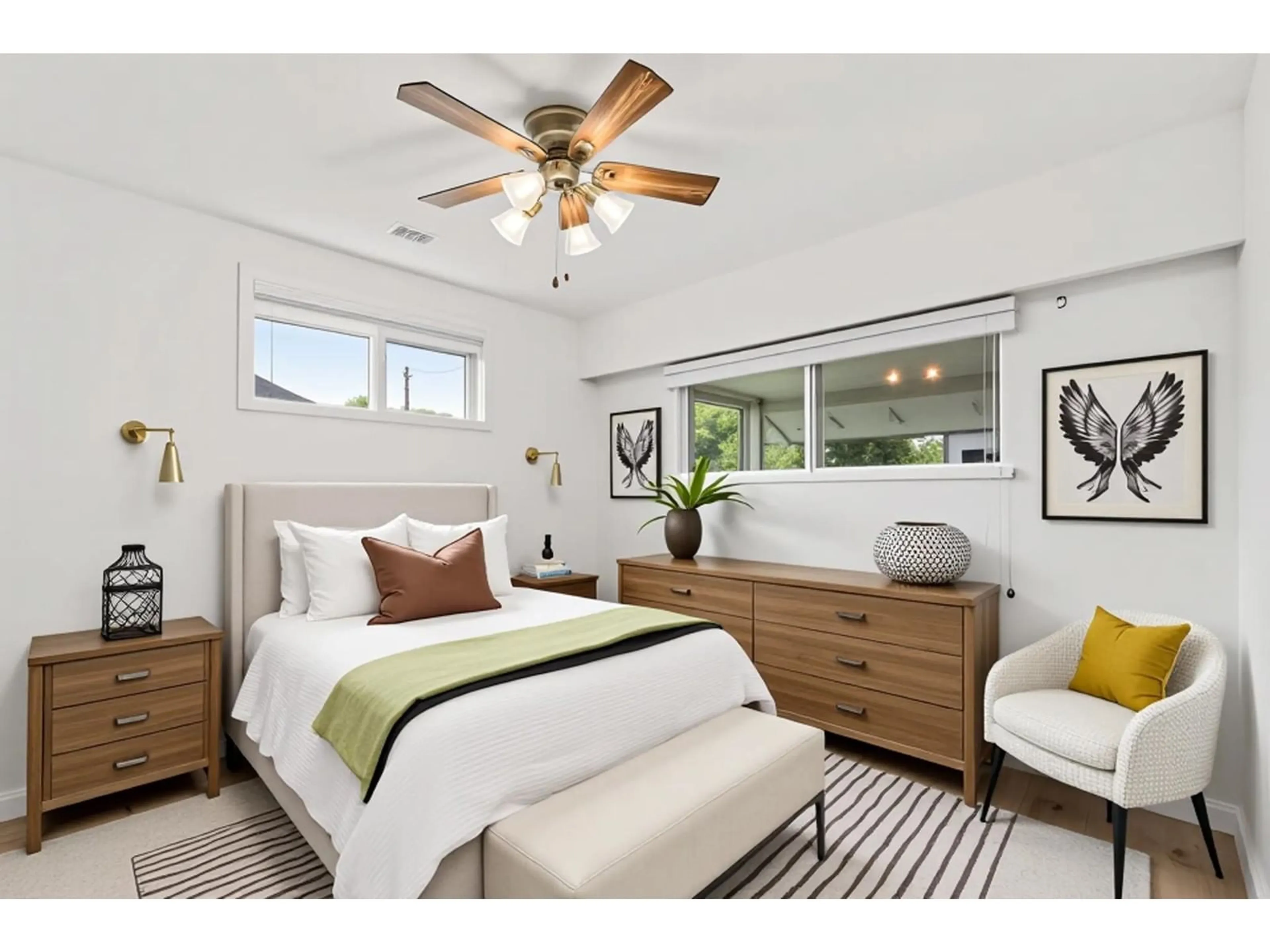 Bedroom with bed, wood/laminate floor for 45782 VICTORIA AVENUE, Chilliwack British Columbia V2P2T5