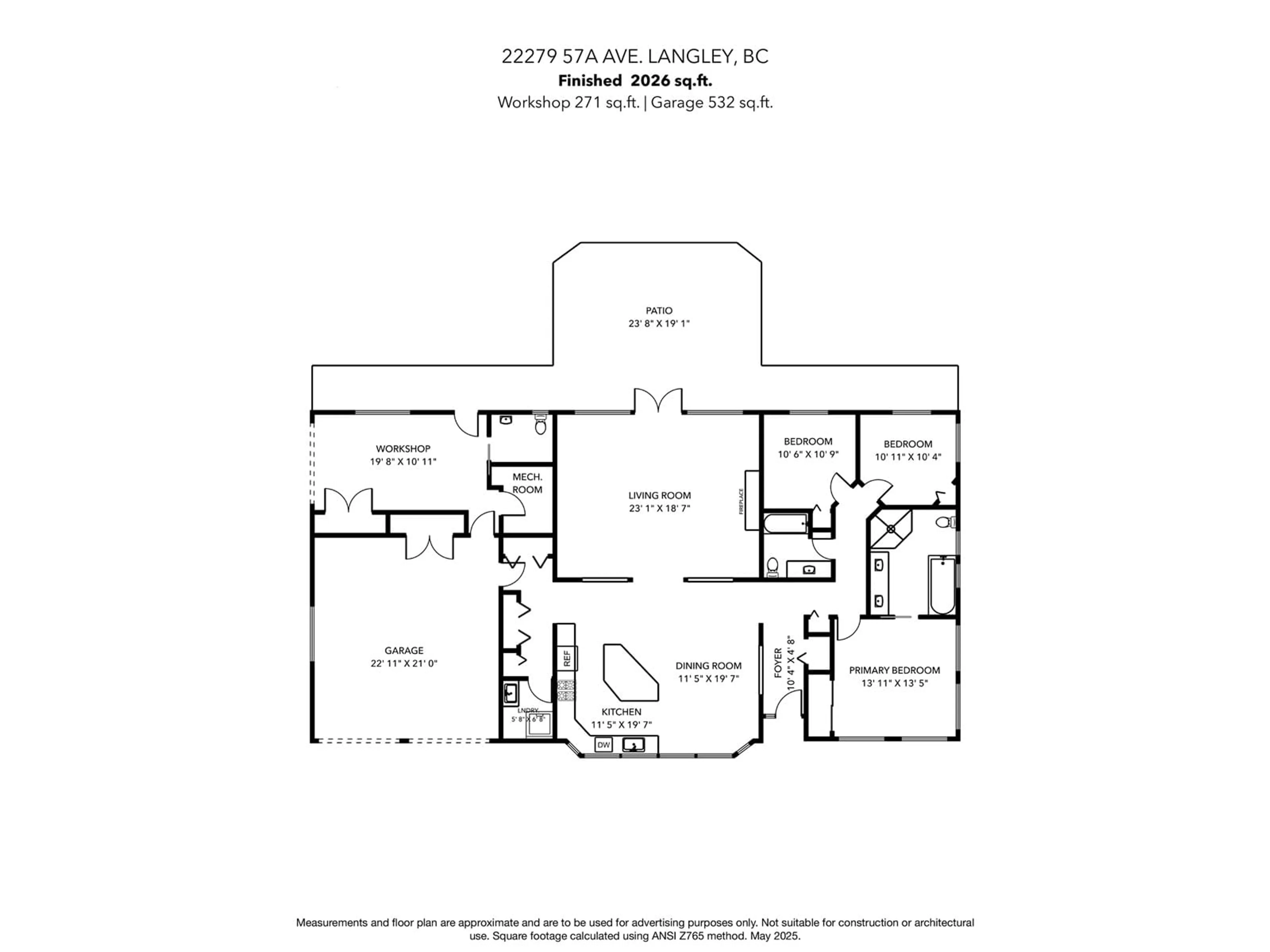 Floor plan for 22279 57A, Langley British Columbia V2Y2L9