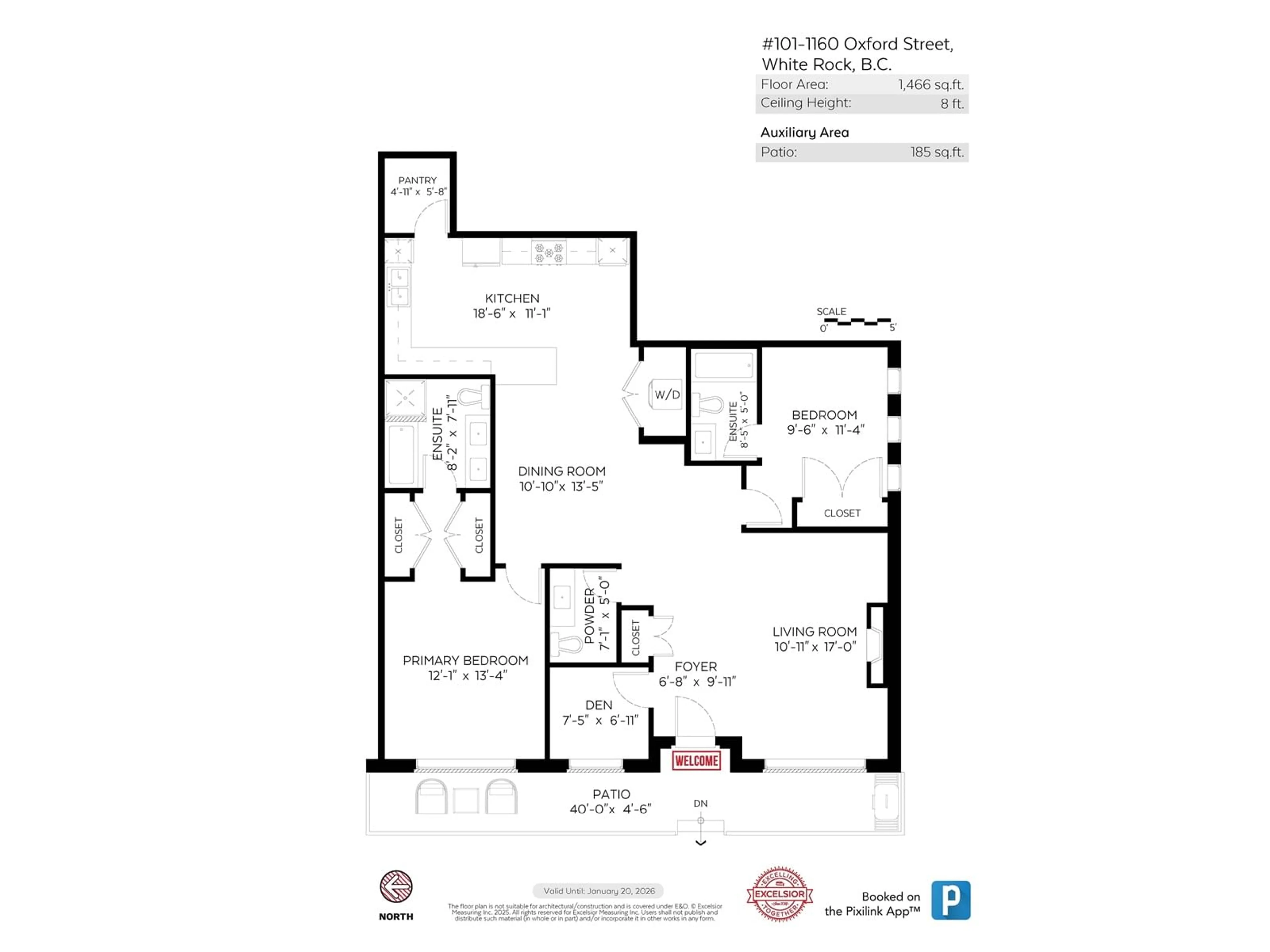 Floor plan for 101 - 1160 OXFORD, White Rock British Columbia V4B0B3
