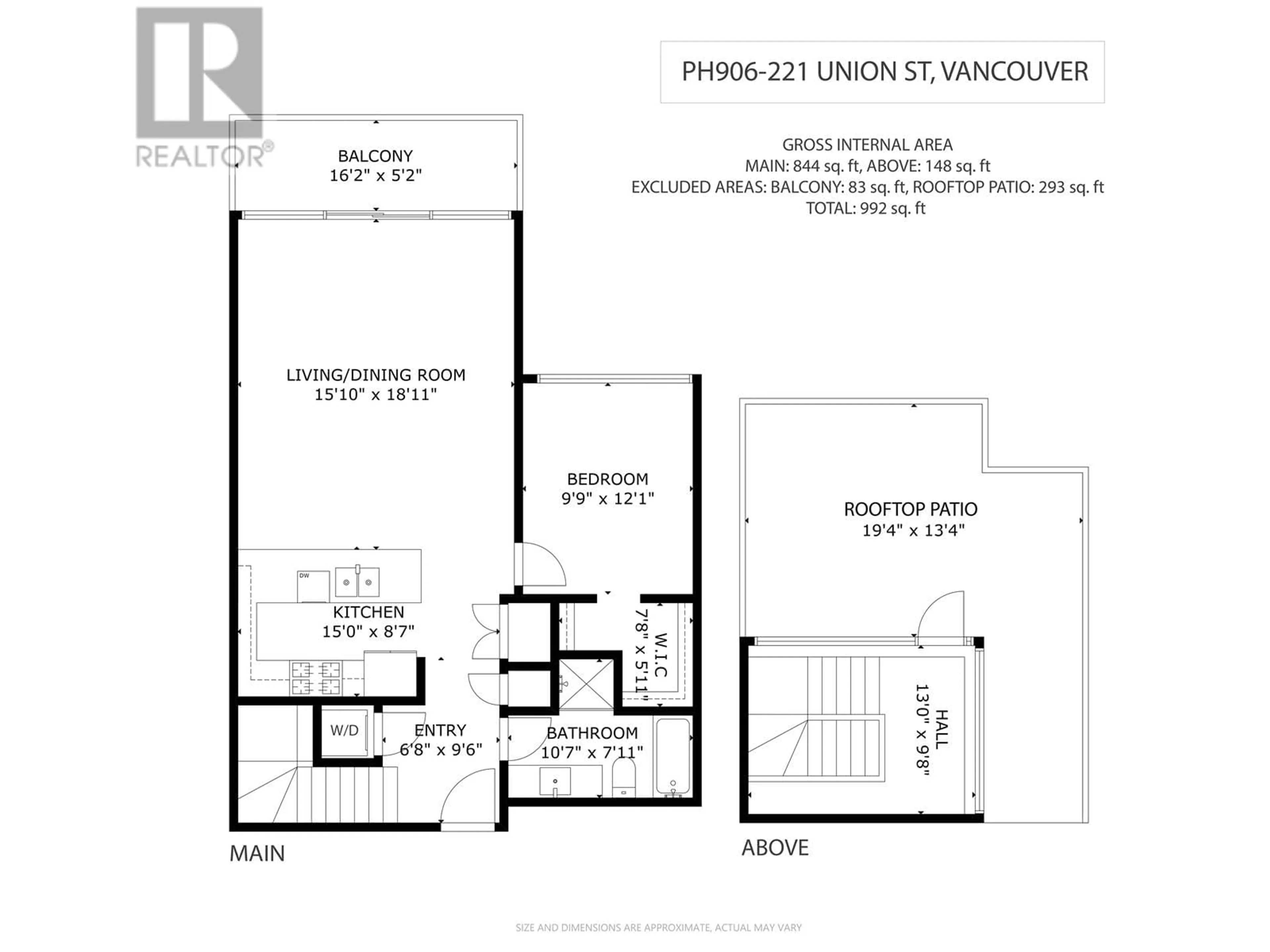 Floor plan for 906 - 221 UNION STREET, Vancouver British Columbia V6A0B4