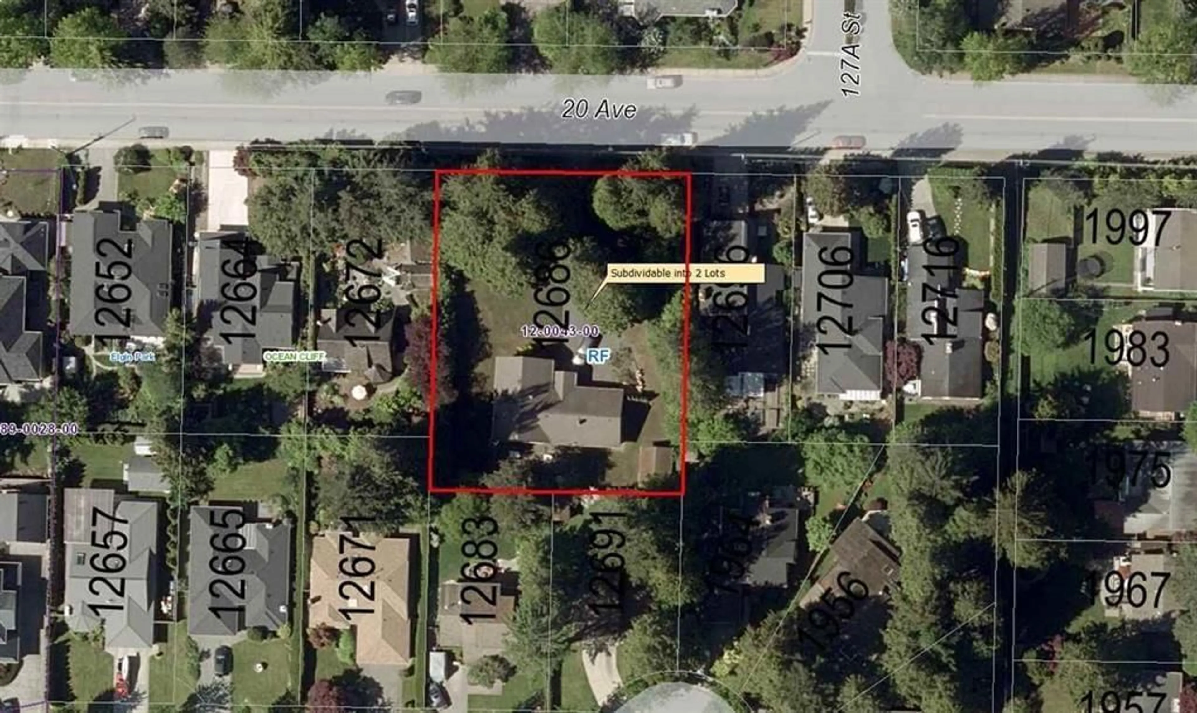 A pic from outside/outdoor area/front of a property/back of a property/a pic from drone, street for 12686 20, Surrey British Columbia V4A1Y6