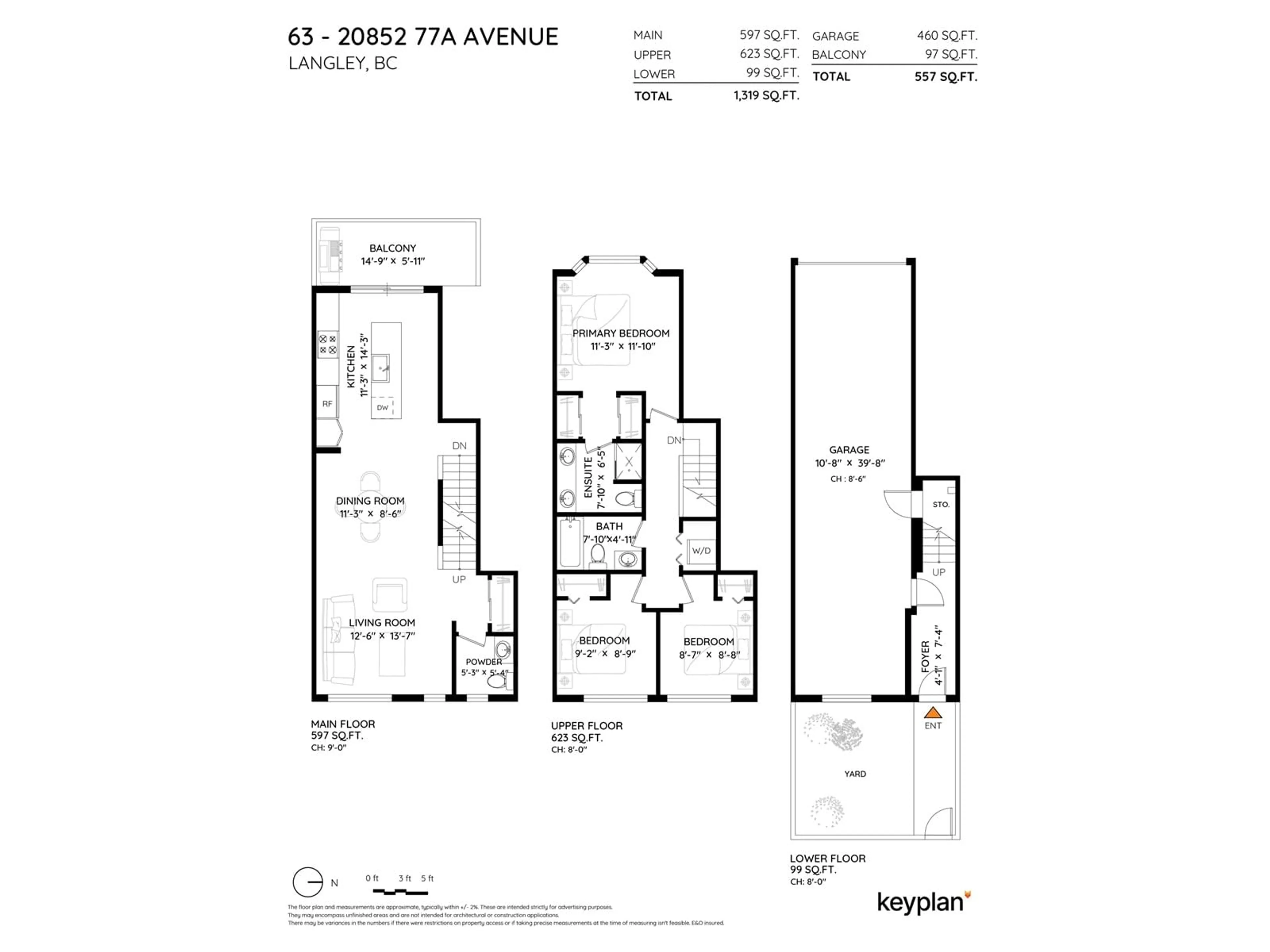Floor plan for 63 - 20852 77A, Langley British Columbia V2Y0R8