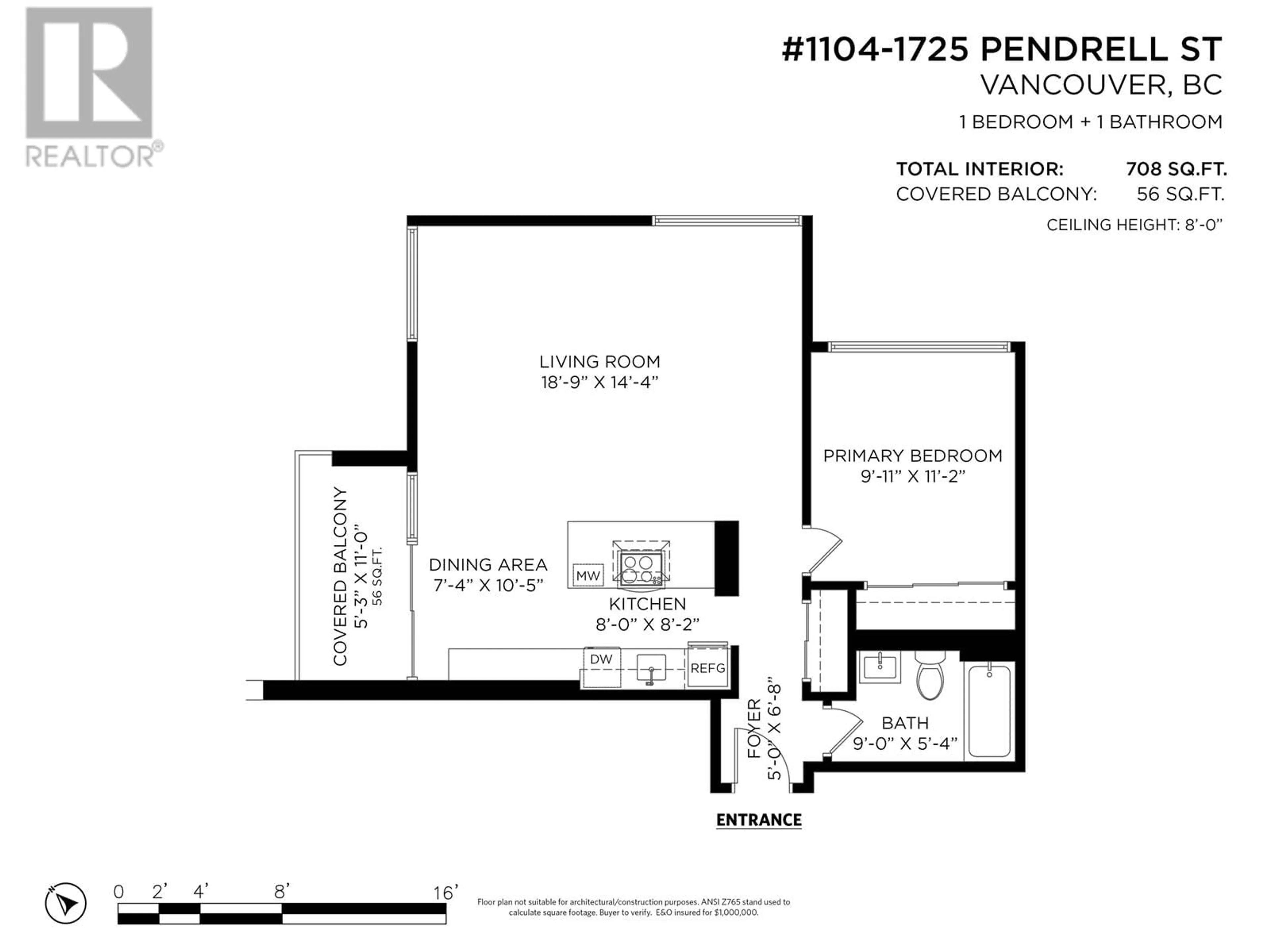 Floor plan for 1104 - 1725 PENDRELL STREET, Vancouver British Columbia V6G2X7