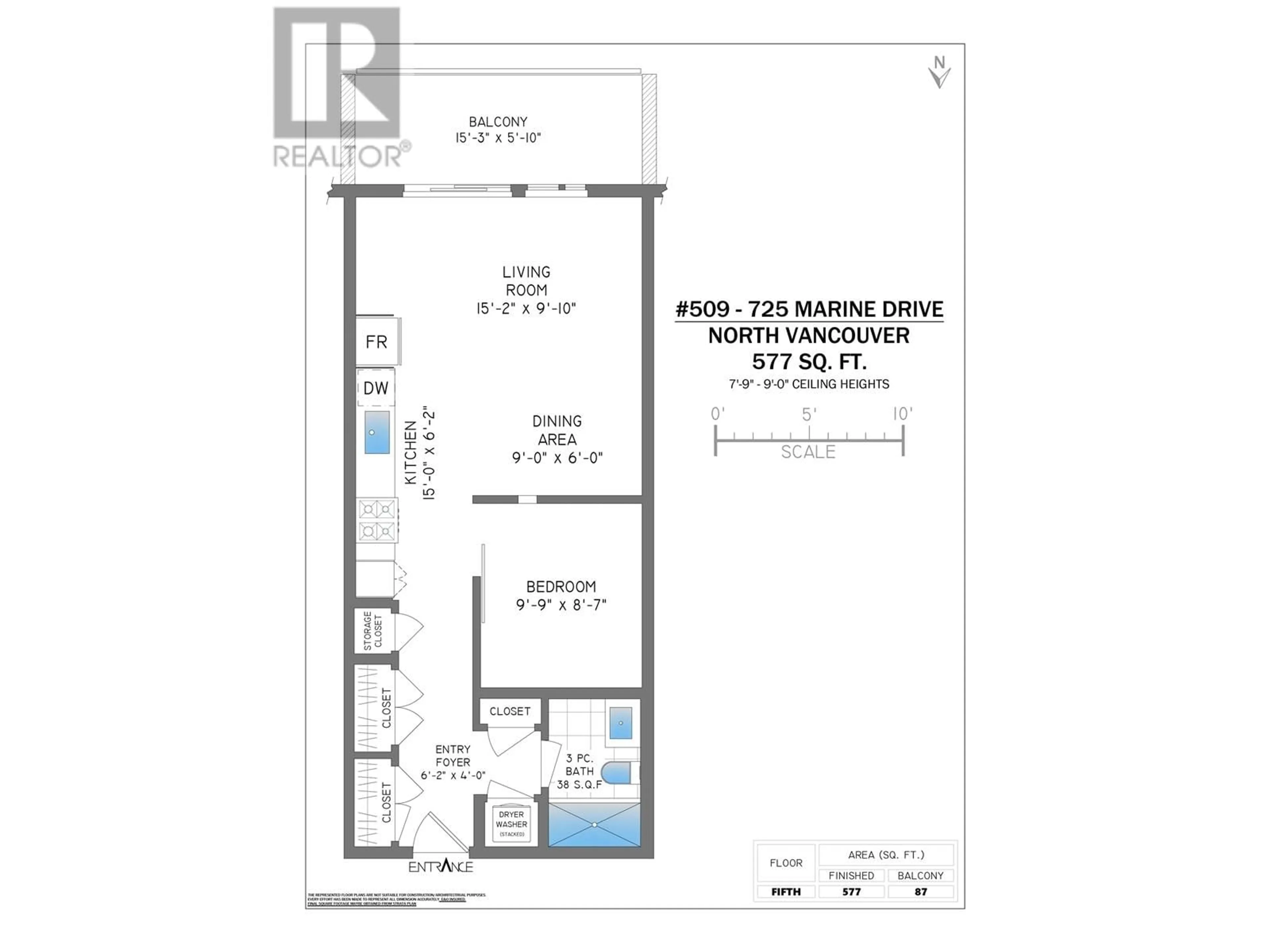 Floor plan for 509 - 725 MARINE DRIVE, North Vancouver British Columbia V7M0G2