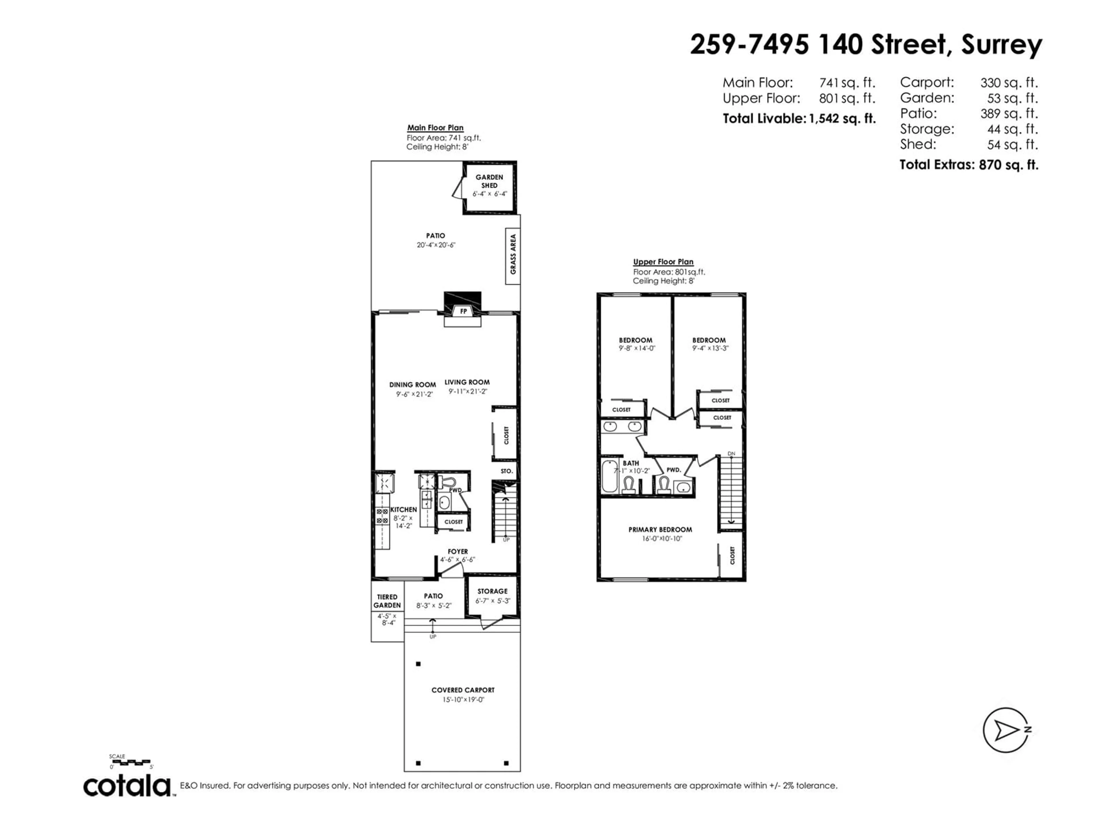 Floor plan for 259 - 7495 140, Surrey British Columbia V3W6G5
