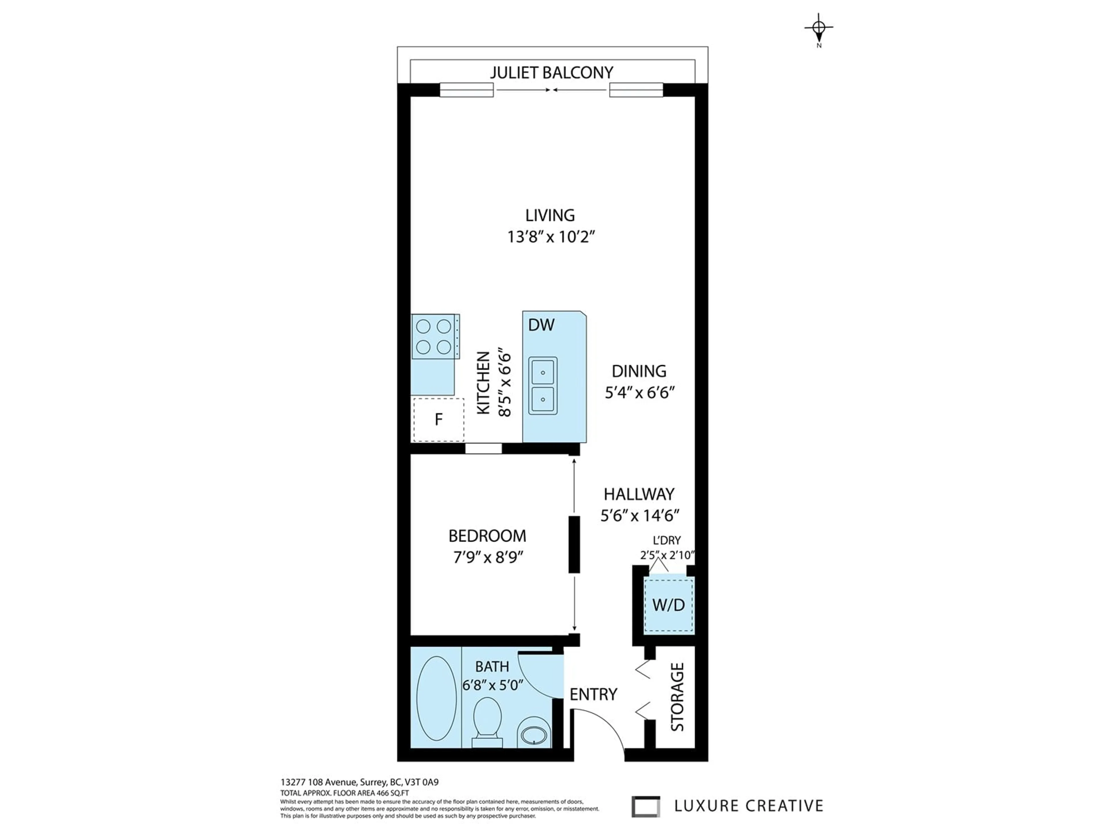Floor plan for 321 - 13277 108, Surrey British Columbia V3T0A9