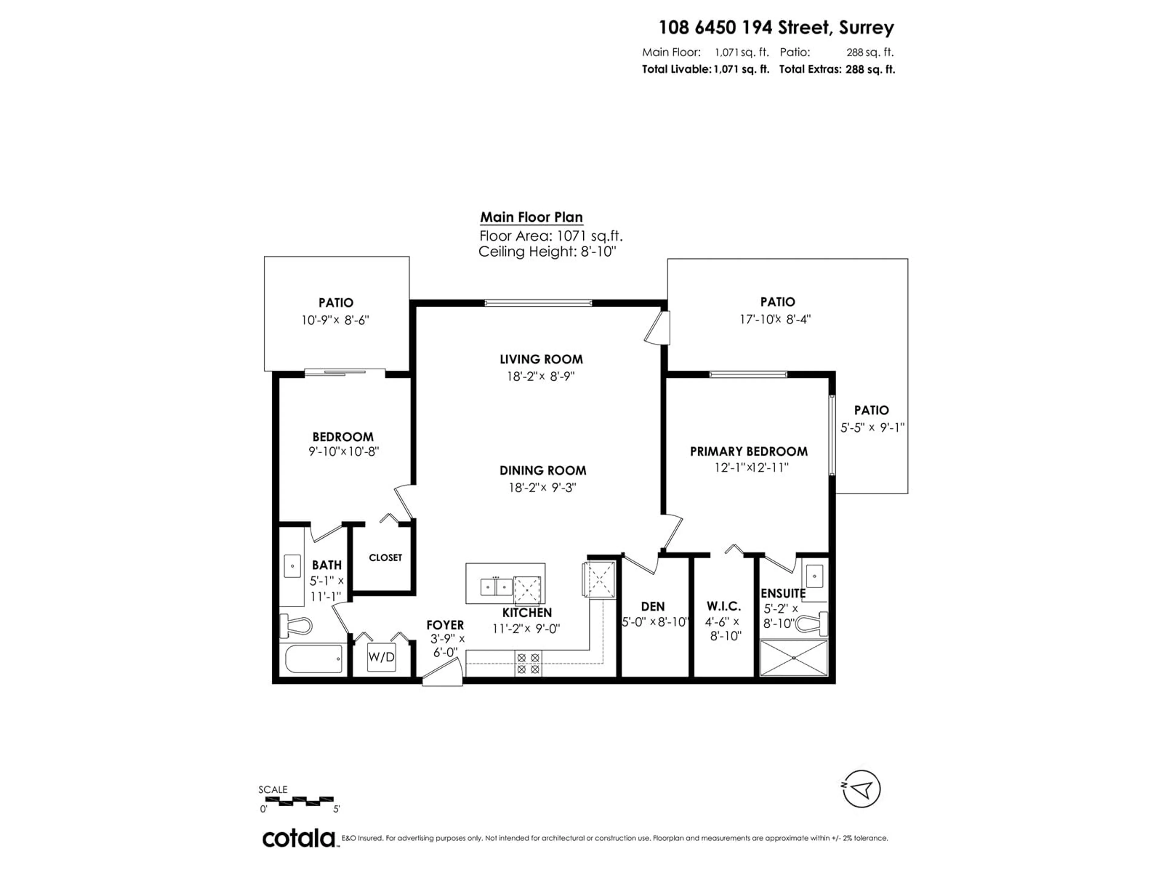 Floor plan for 108 - 6450 194, Surrey British Columbia V4N6J8