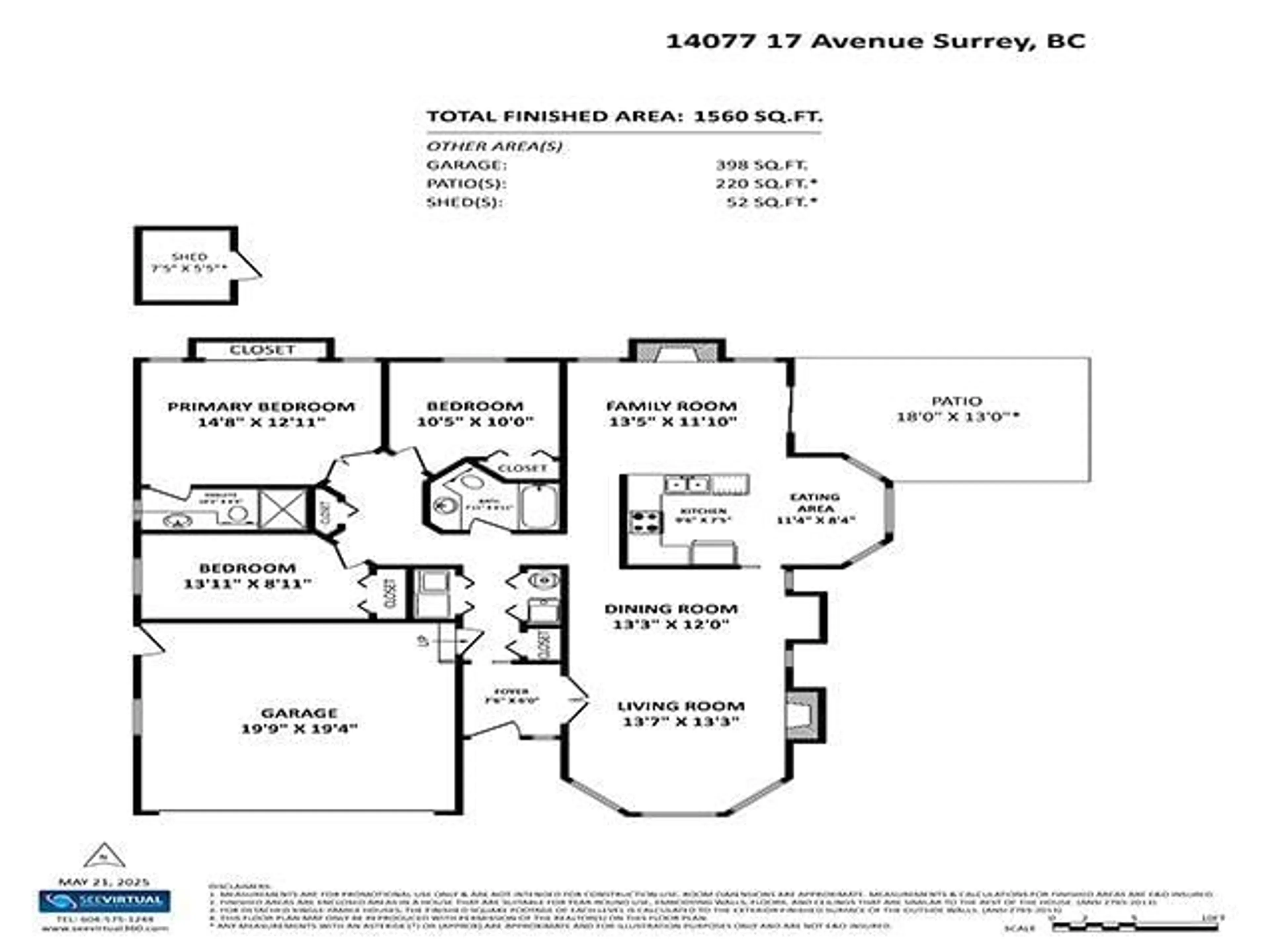 Floor plan for 14077 17TH, Surrey British Columbia V4A8K4