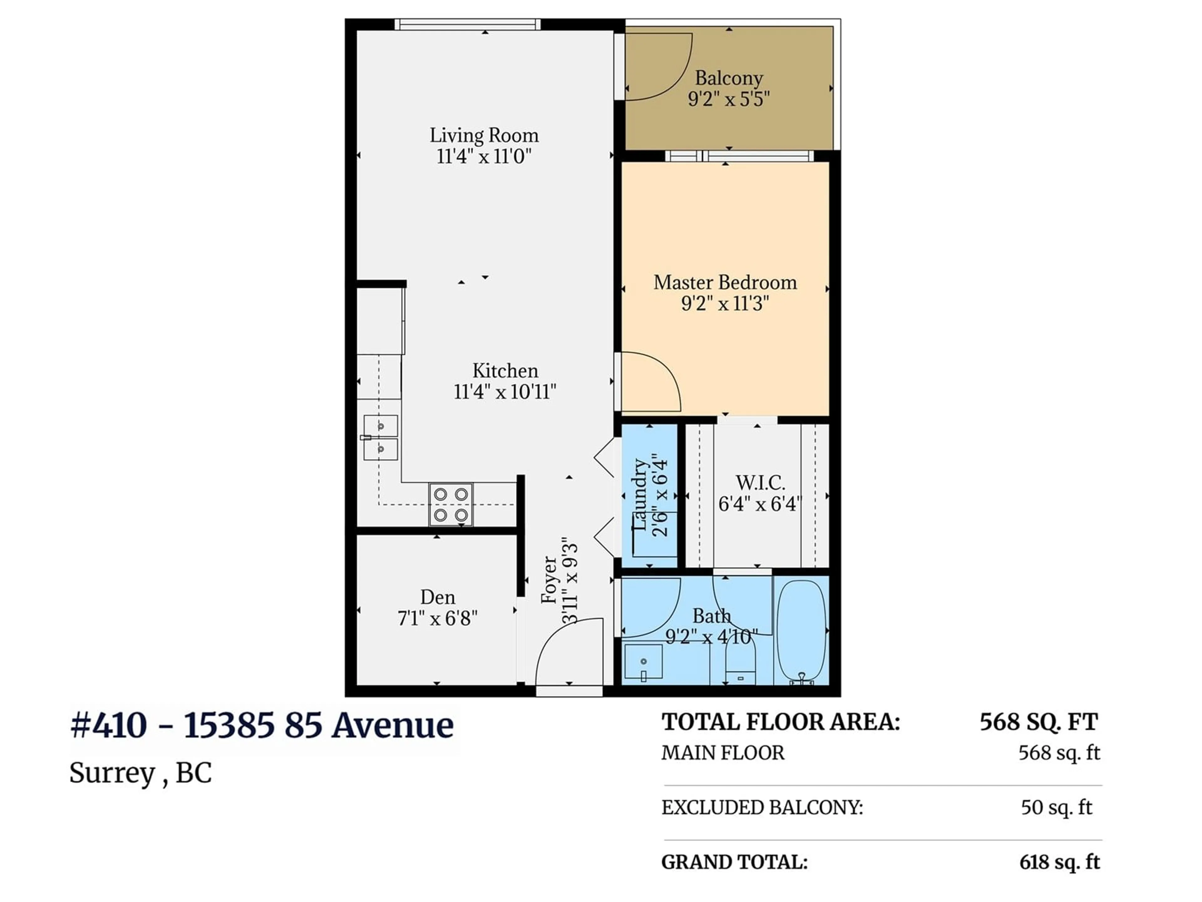 Floor plan for 410 - 15835 85, Surrey British Columbia V4N0Y2
