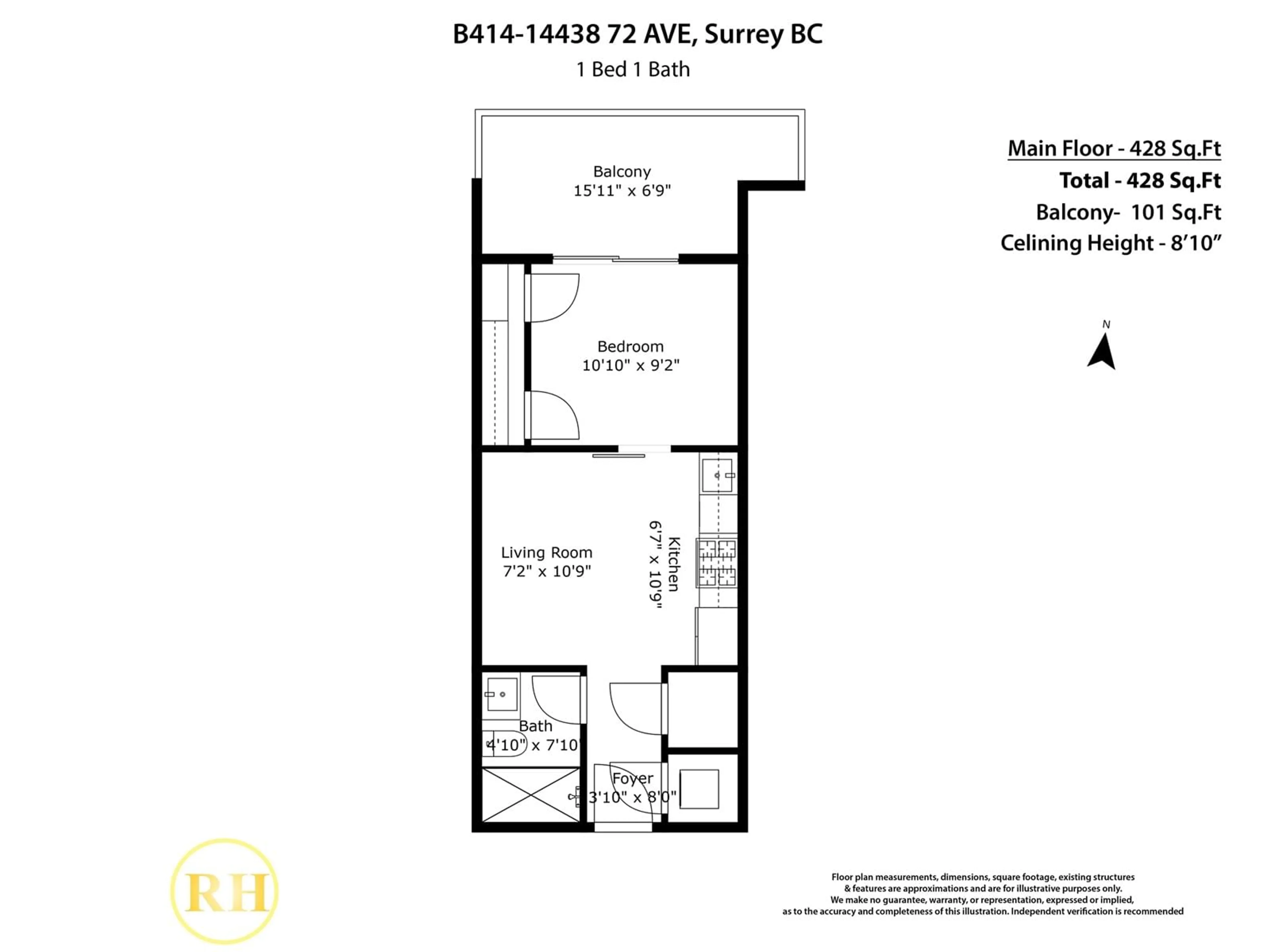 Floor plan for B414 - 14438 72, Surrey British Columbia V3S0B6