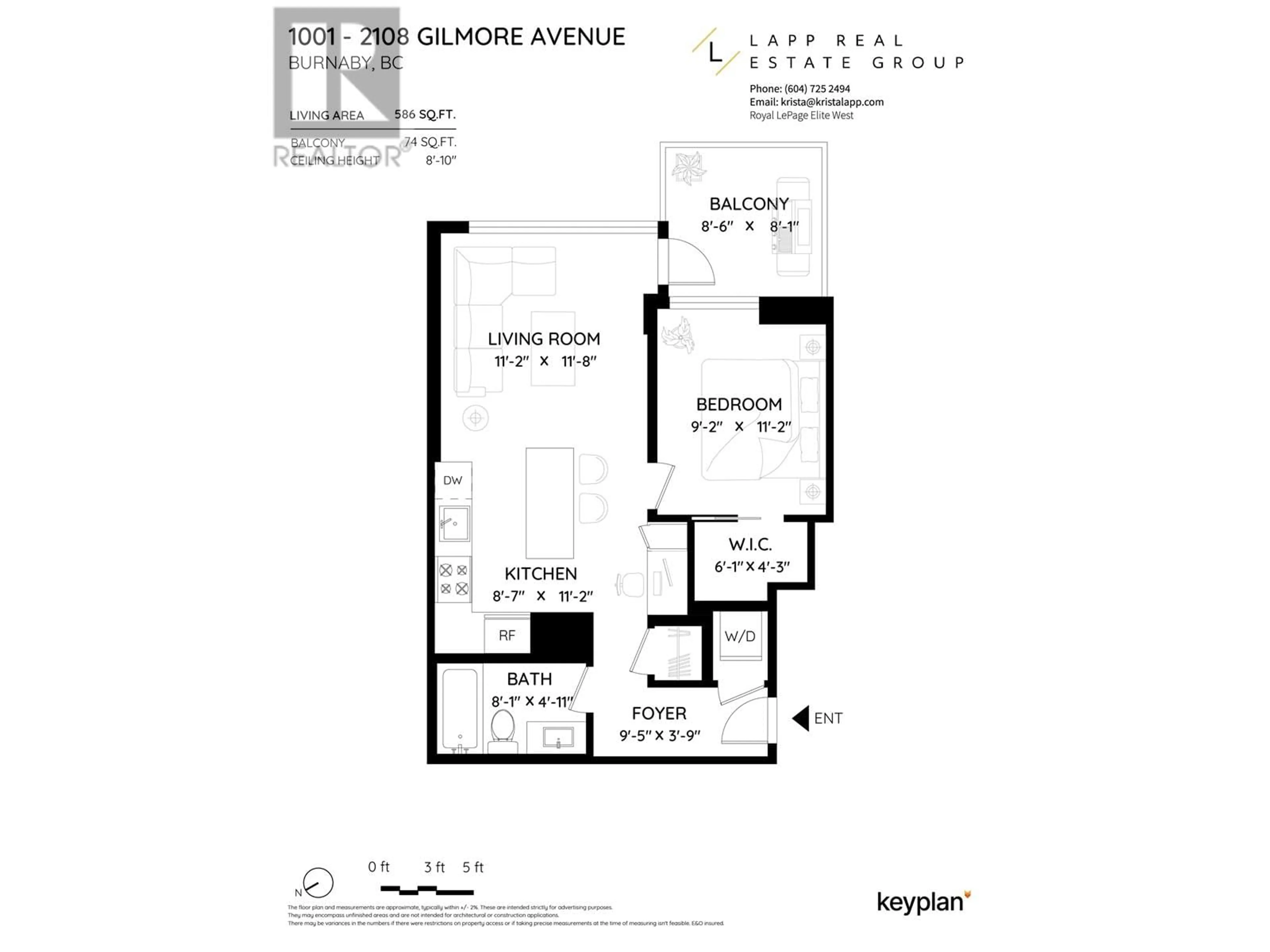 Floor plan for 1001 - 2108 GILMORE AVENUE, Burnaby British Columbia V5C0N8