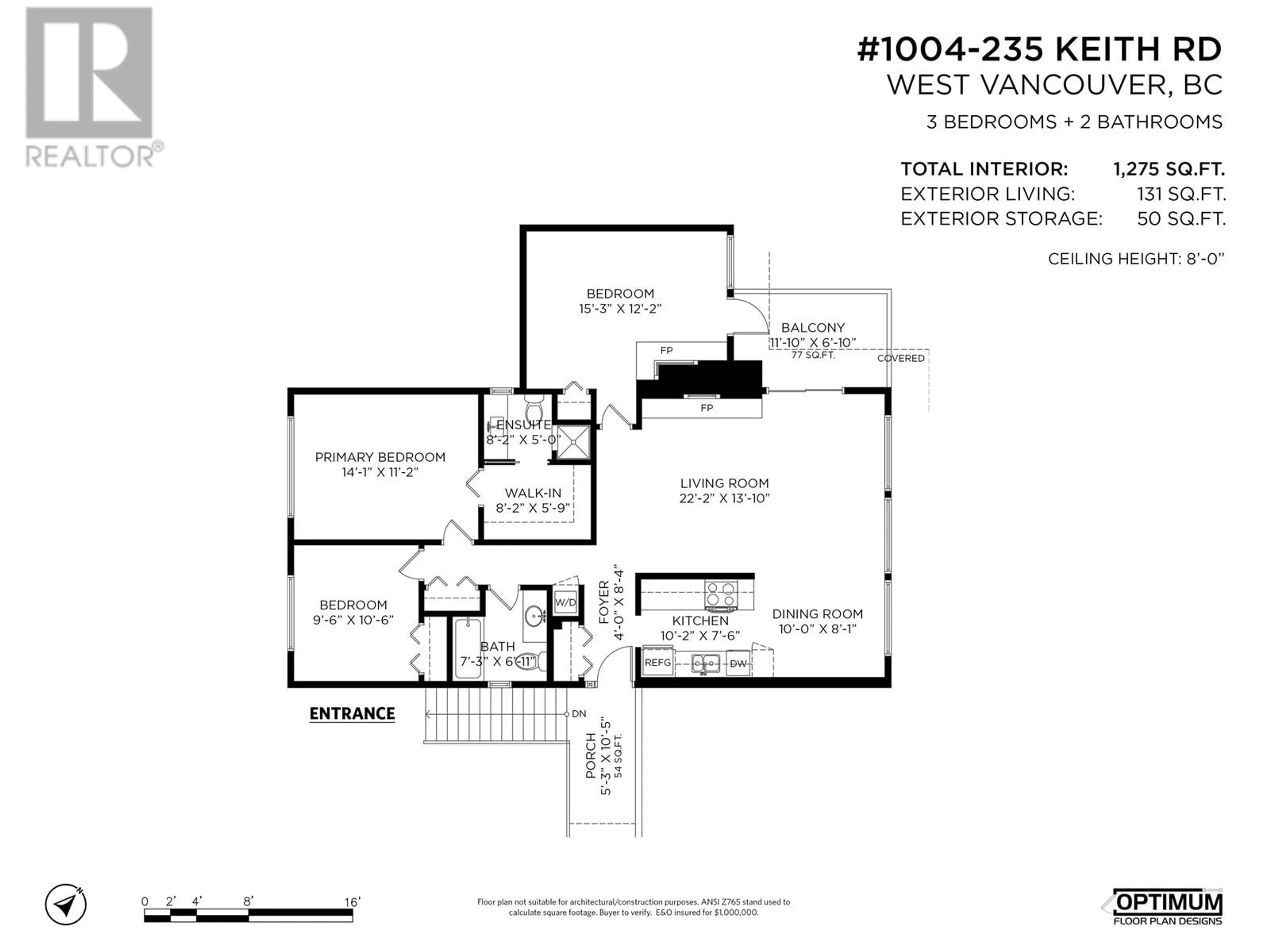 Floor plan for 1004 - 235 KEITH ROAD, West Vancouver British Columbia V7T1L5