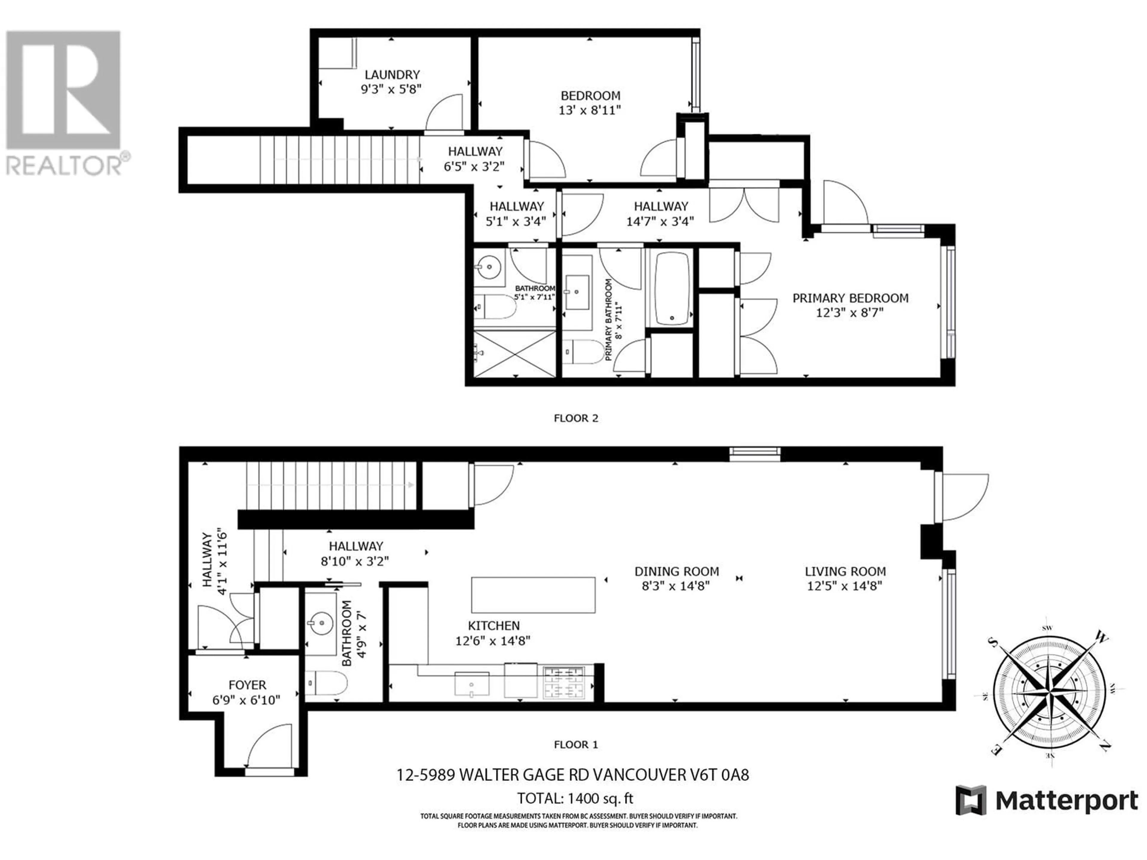 Floor plan for TH12 - 5989 WALTER GAGE ROAD, Vancouver British Columbia V6T0A8