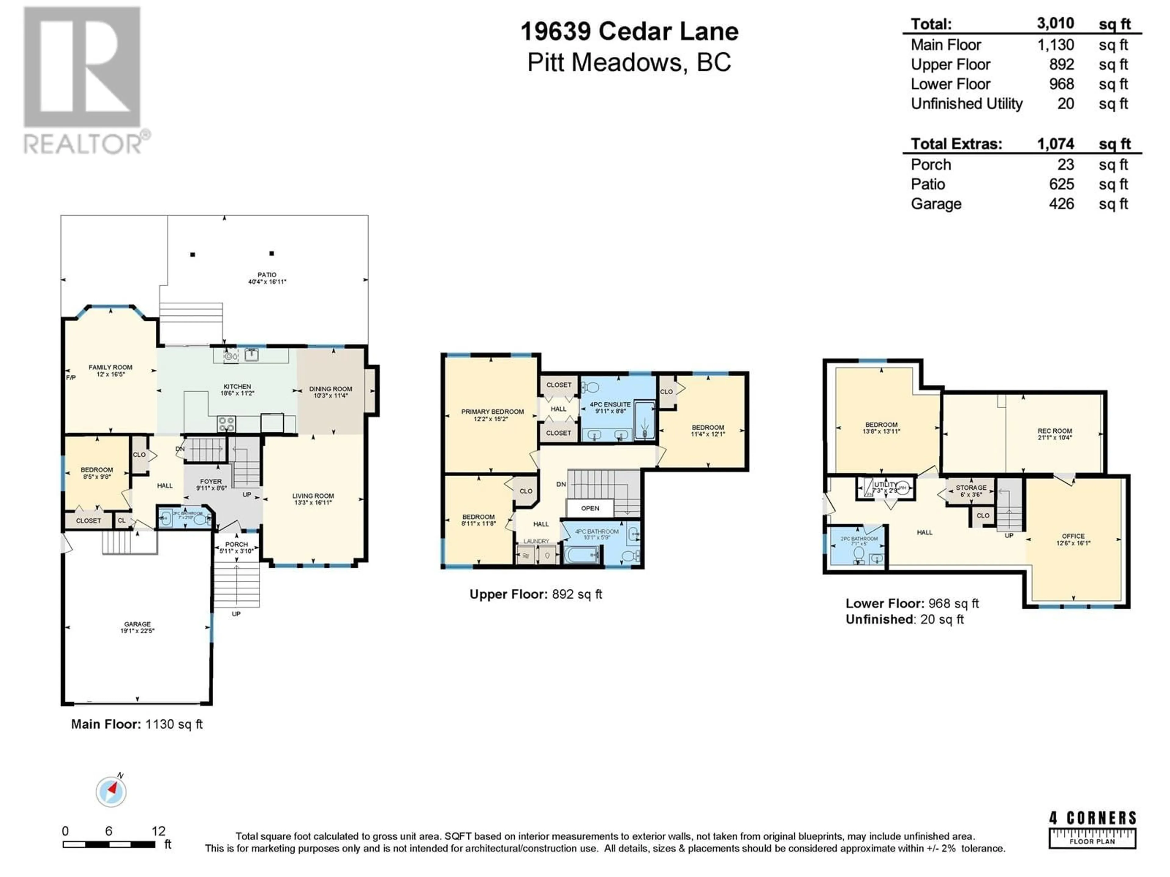 Floor plan for 19639 CEDAR LANE, Pitt Meadows British Columbia V3Y2E3