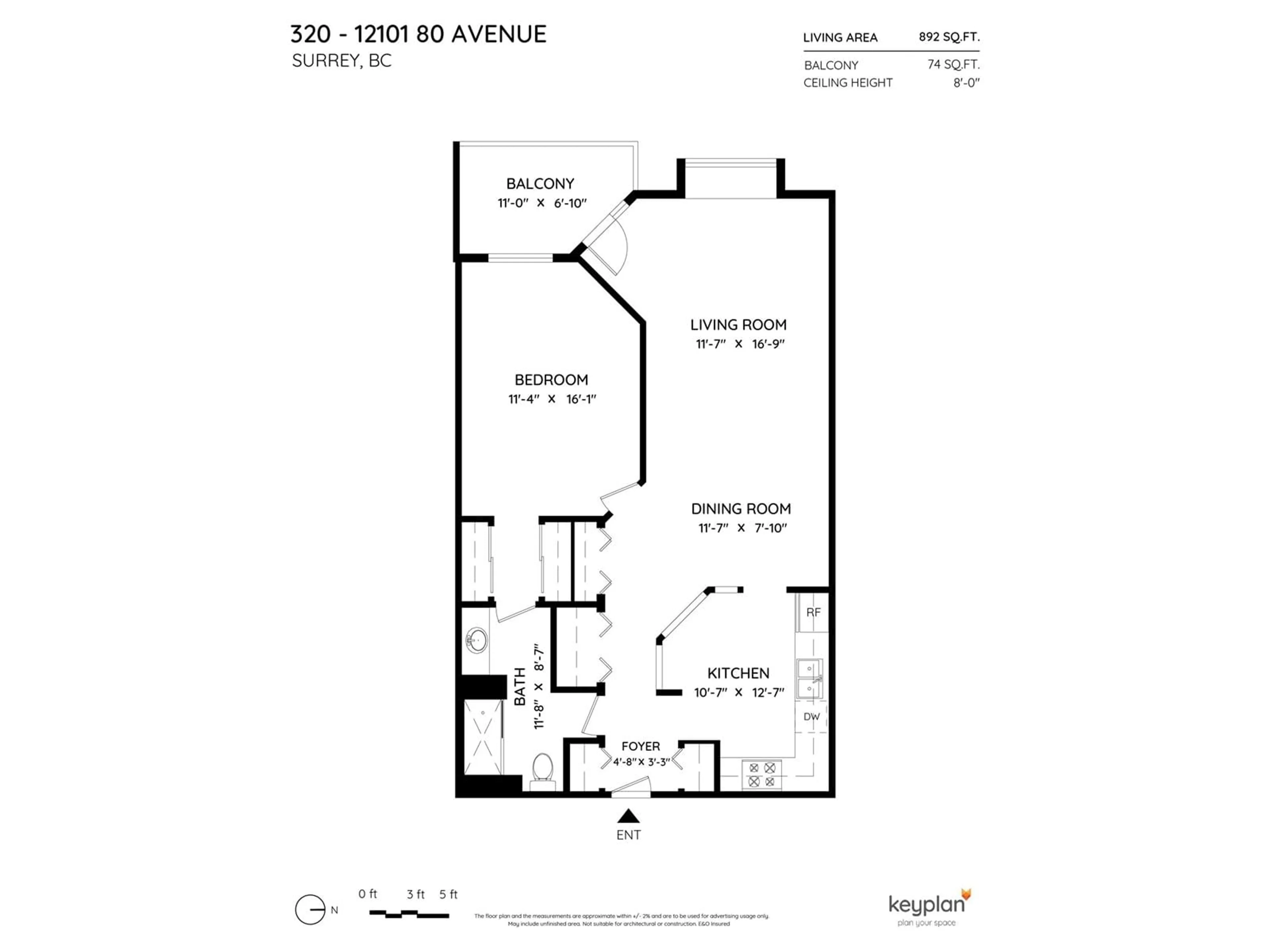 Floor plan for 320 - 12101 80, Surrey British Columbia V3W5V6