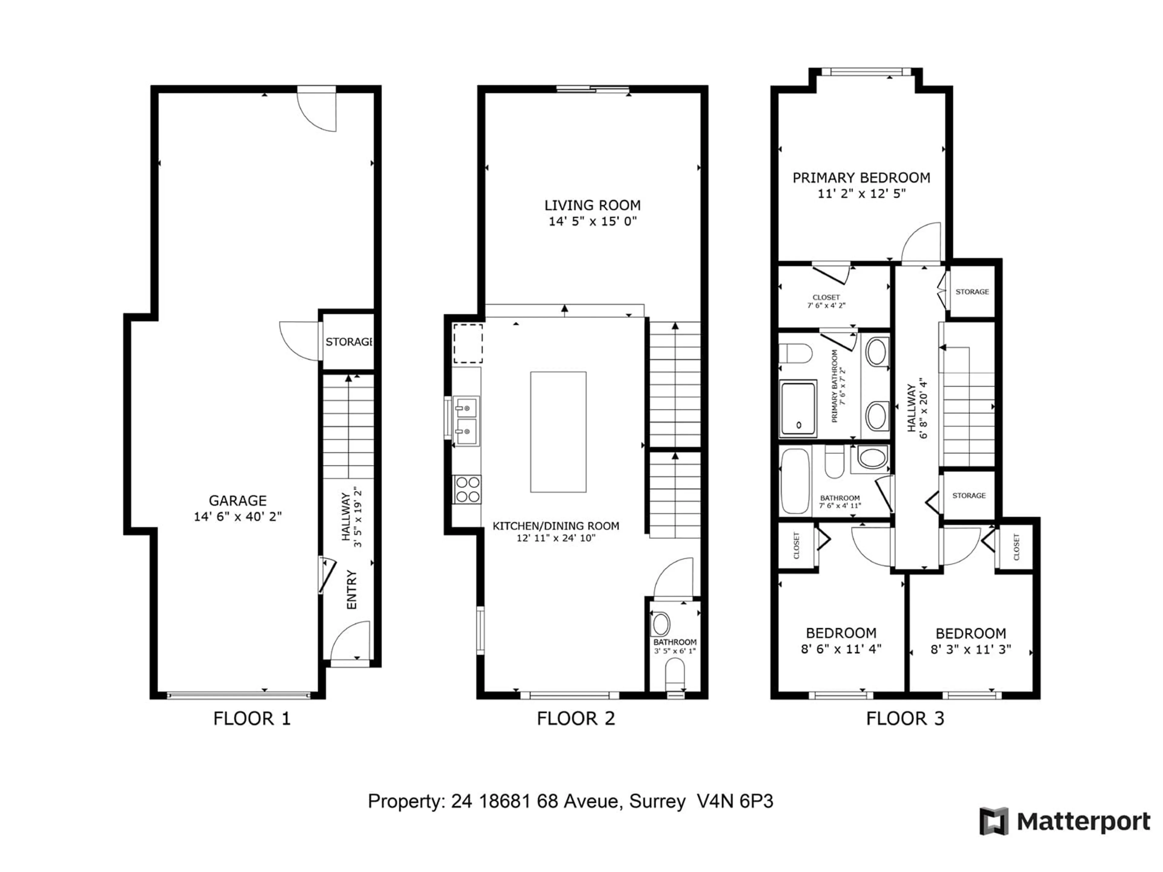 Floor plan for 24 - 18681 68, Surrey British Columbia V4N6P3