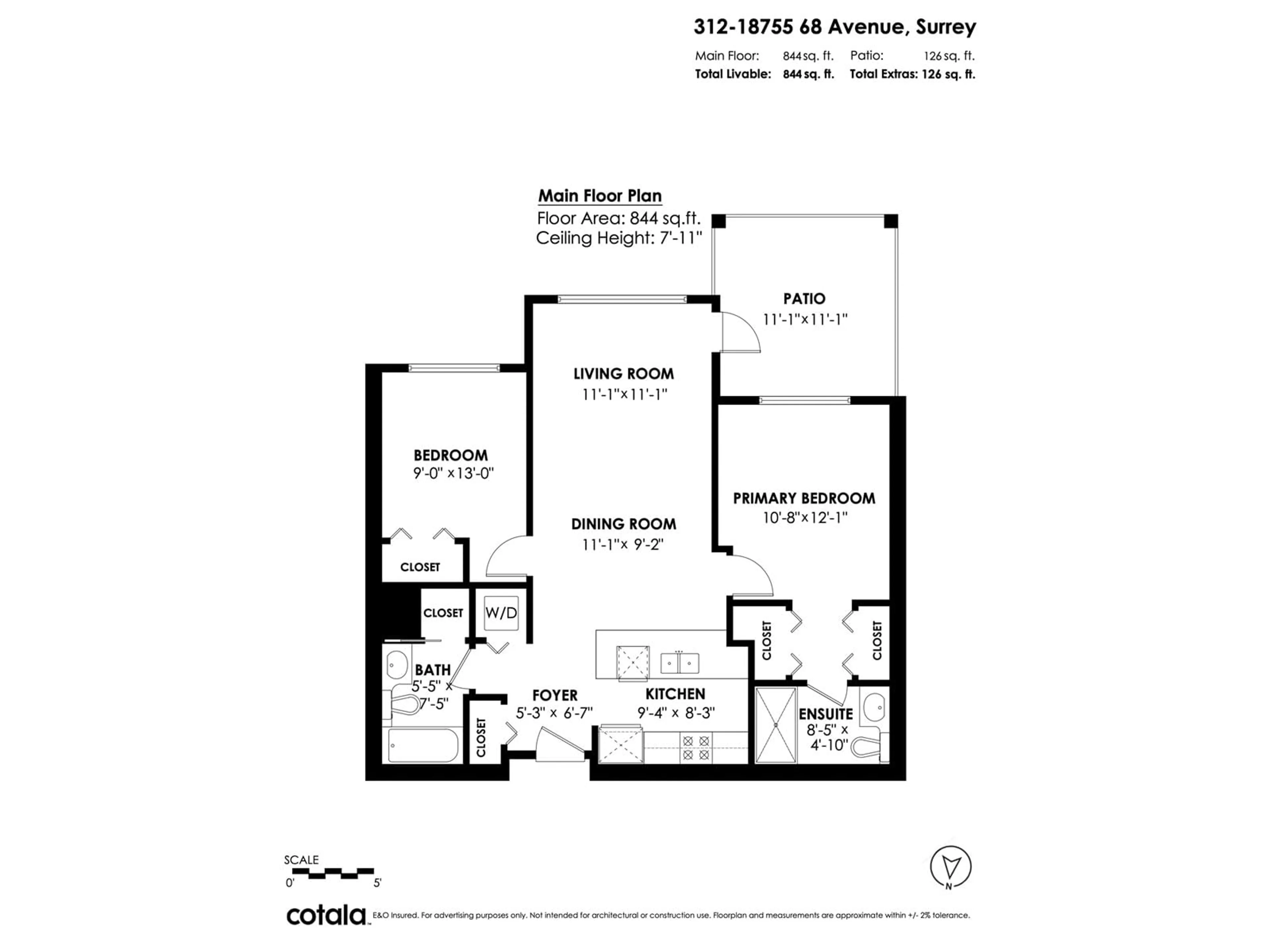Floor plan for 312 - 18755 68, Surrey British Columbia V4N0Z9