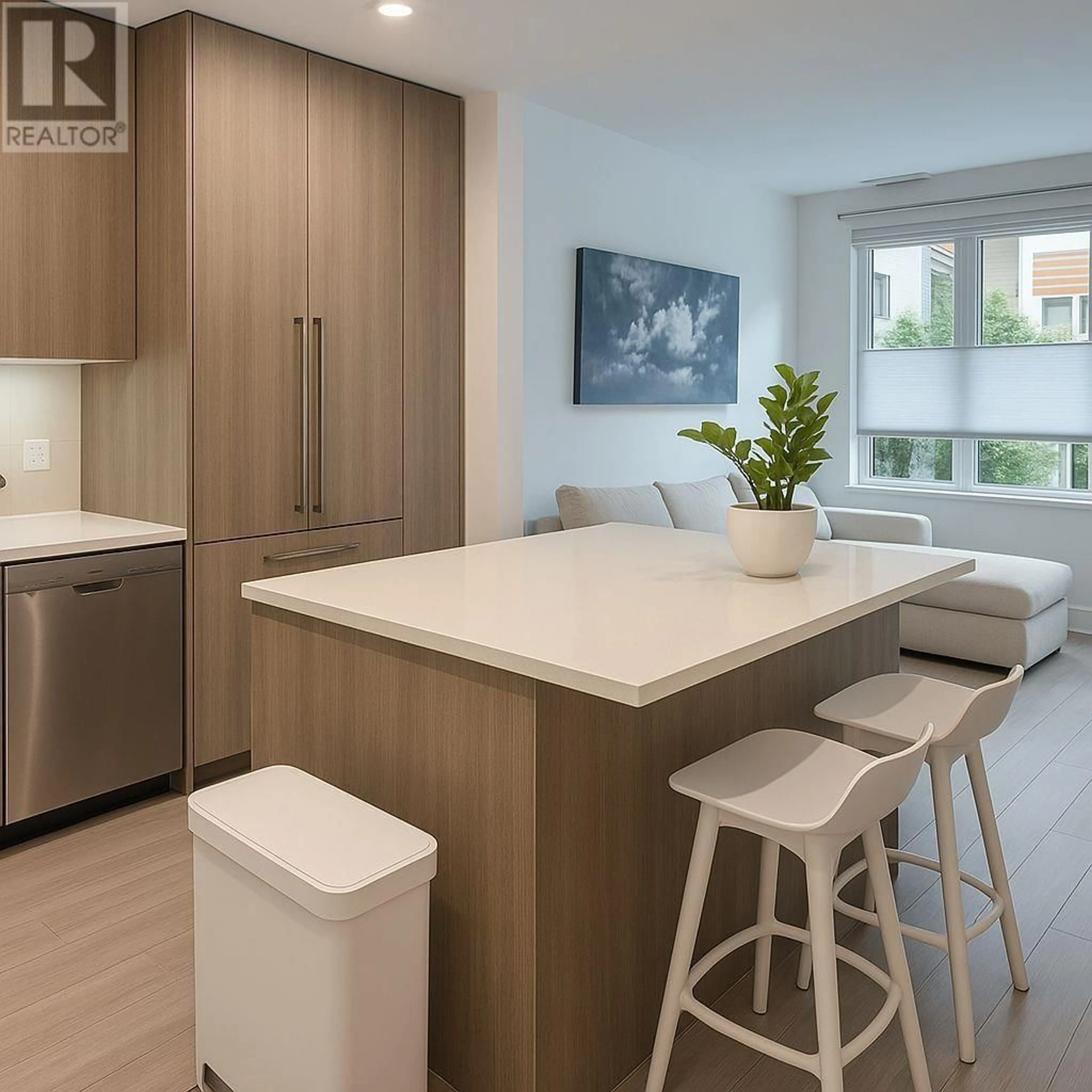 Contemporary kitchen, wood/laminate floor for 102 - 2060 CURLING ROAD, North Vancouver British Columbia V7P0E1