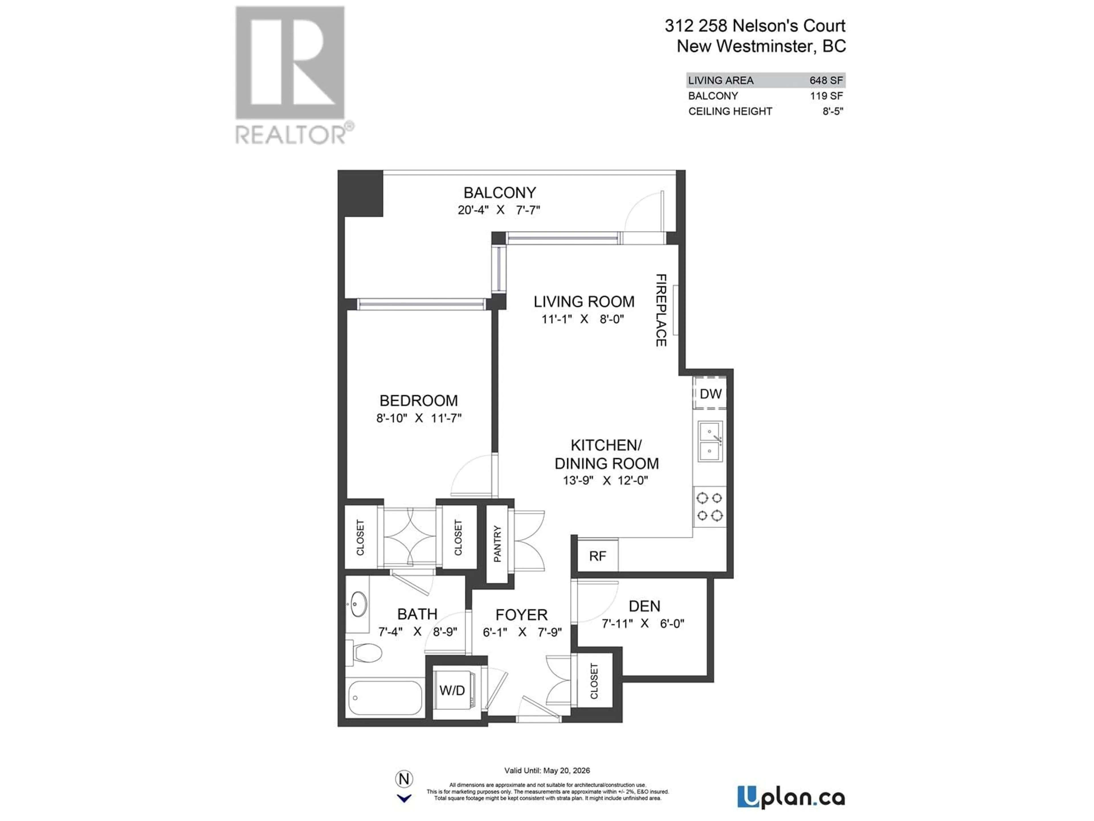 Floor plan for 312 - 258 NELSON'S COURT, New Westminster British Columbia V3L0J9