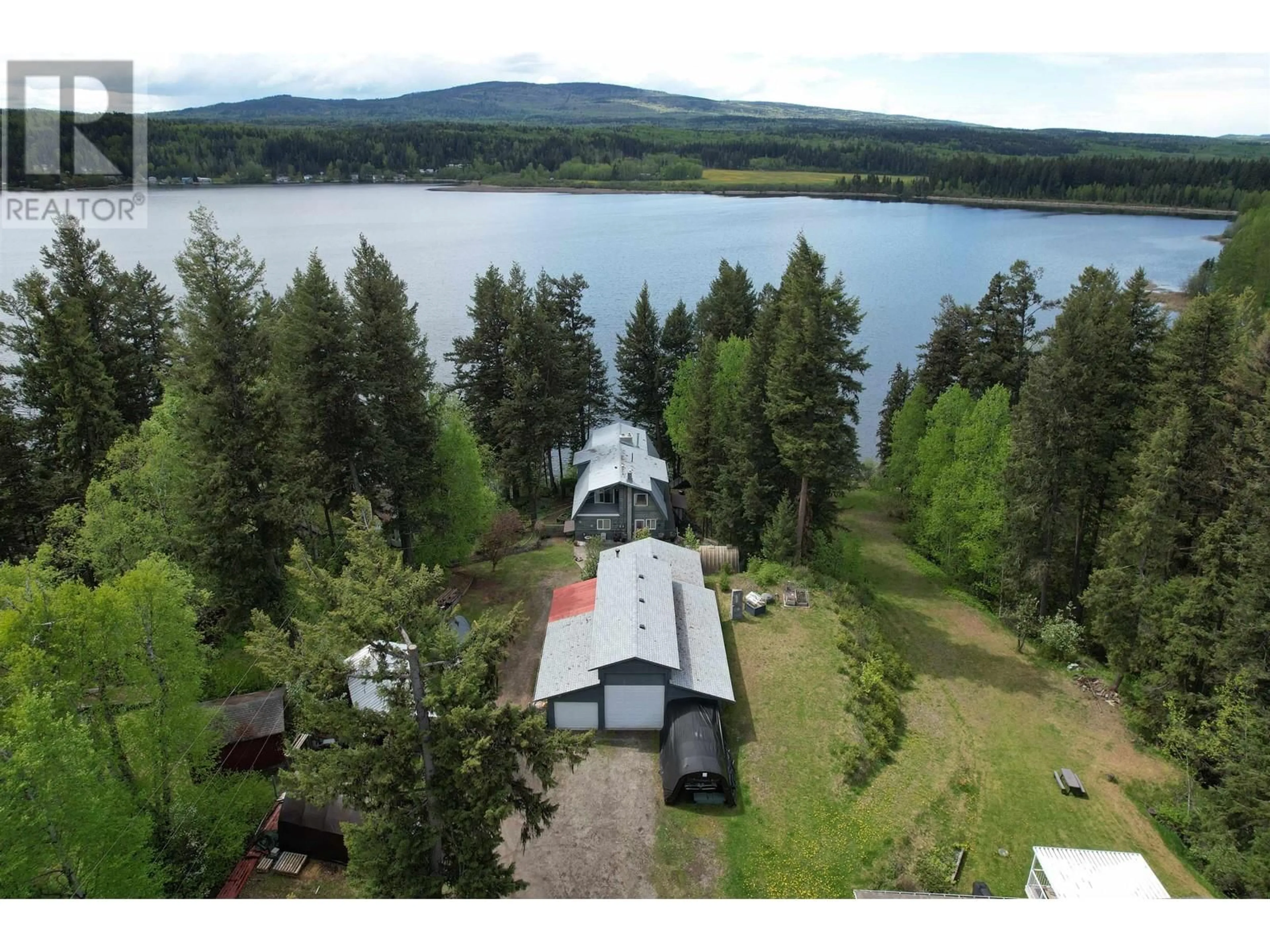 A pic from outside/outdoor area/front of a property/back of a property/a pic from drone, water/lake/river/ocean view for 2249 BARKER ROAD, Quesnel British Columbia V2J7B7